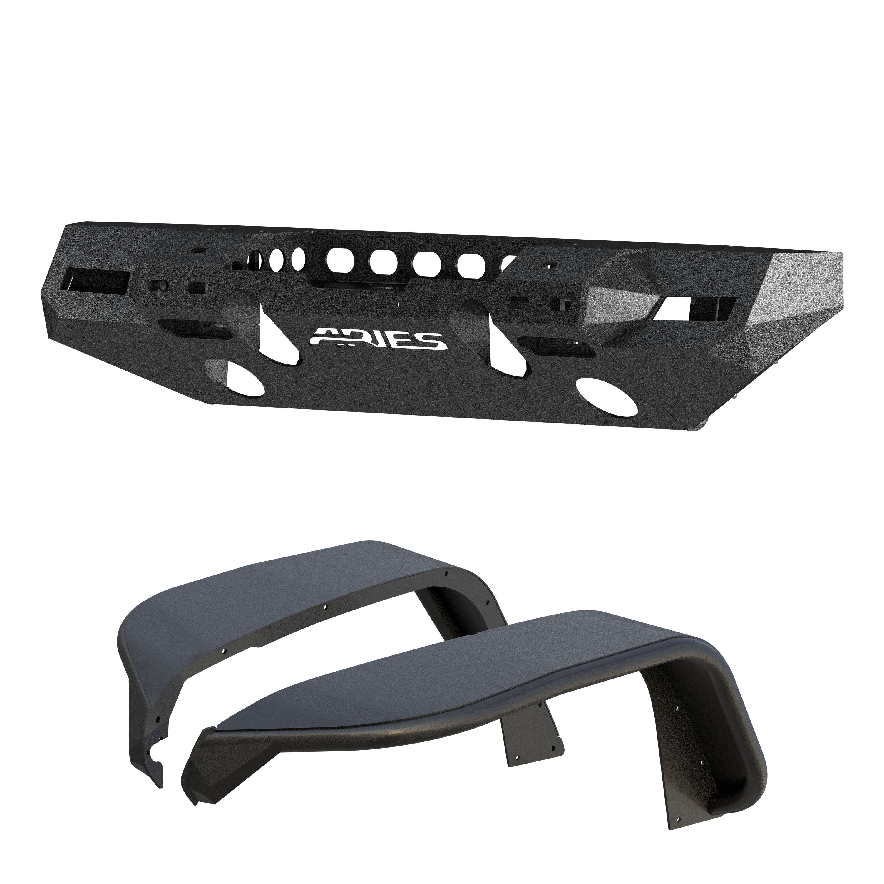 ARIES TrailChaser Jeep Wrangler JL Aluminum Front Bumper with Fender Flares (Option 7), 2018-2026 Jeep Wrangler