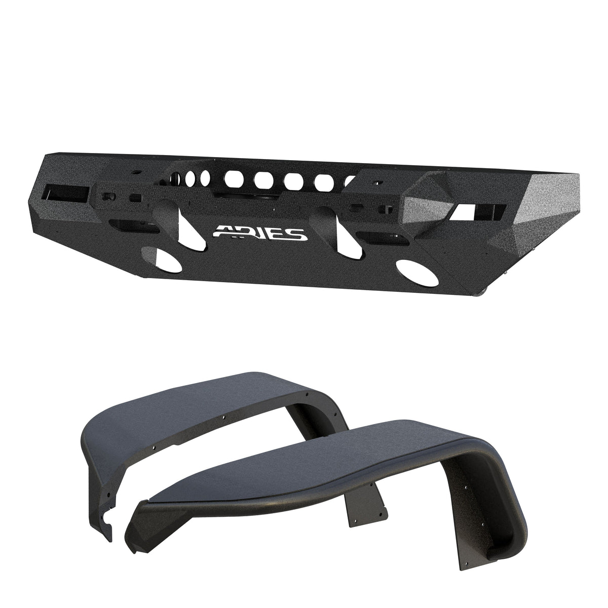 ARIES TrailChaser Jeep Wrangler JL Aluminum Front Bumper with Fender Flares (Option 7), 2018-2026 Jeep Wrangler