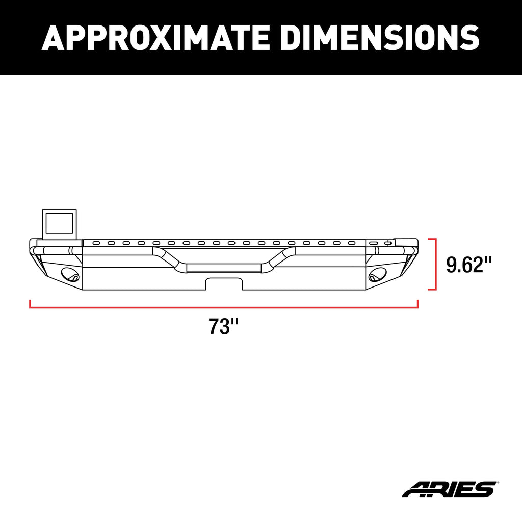 ARIES TrailChaser Jeep Wrangler JL Aluminum Rear Bumper, 2018-2026 Jeep Wrangler