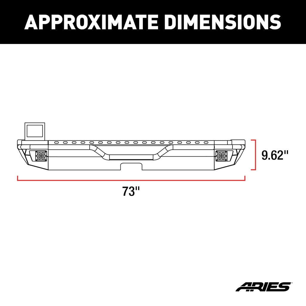 ARIES TrailChaser Jeep Wrangler JL Aluminum Rear Bumper with LED Lights, 2018-2026 Jeep Wrangler