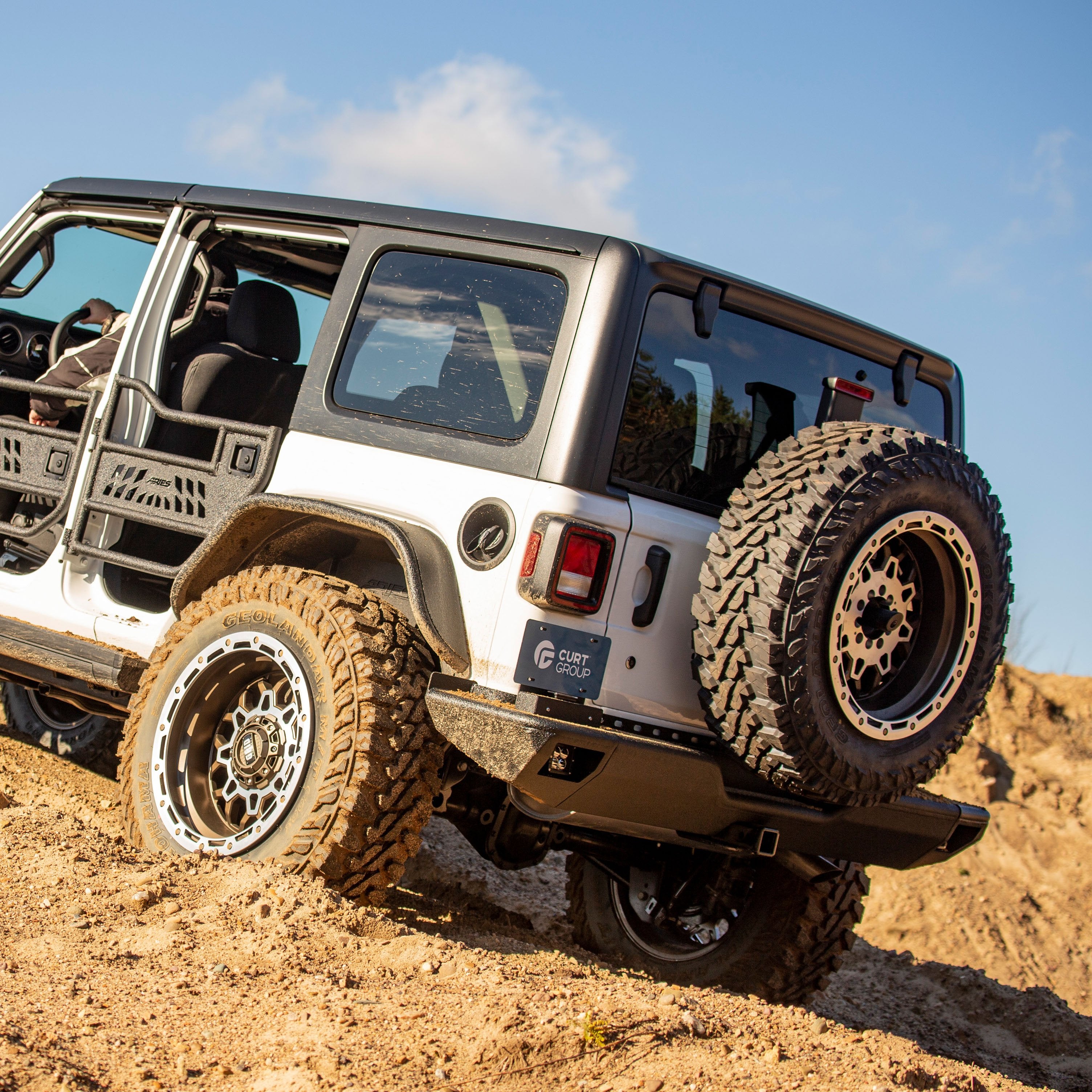 ARIES TrailChaser Jeep Wrangler JL Aluminum Rear Bumper with LED Lights, 2018-2026 Jeep Wrangler
