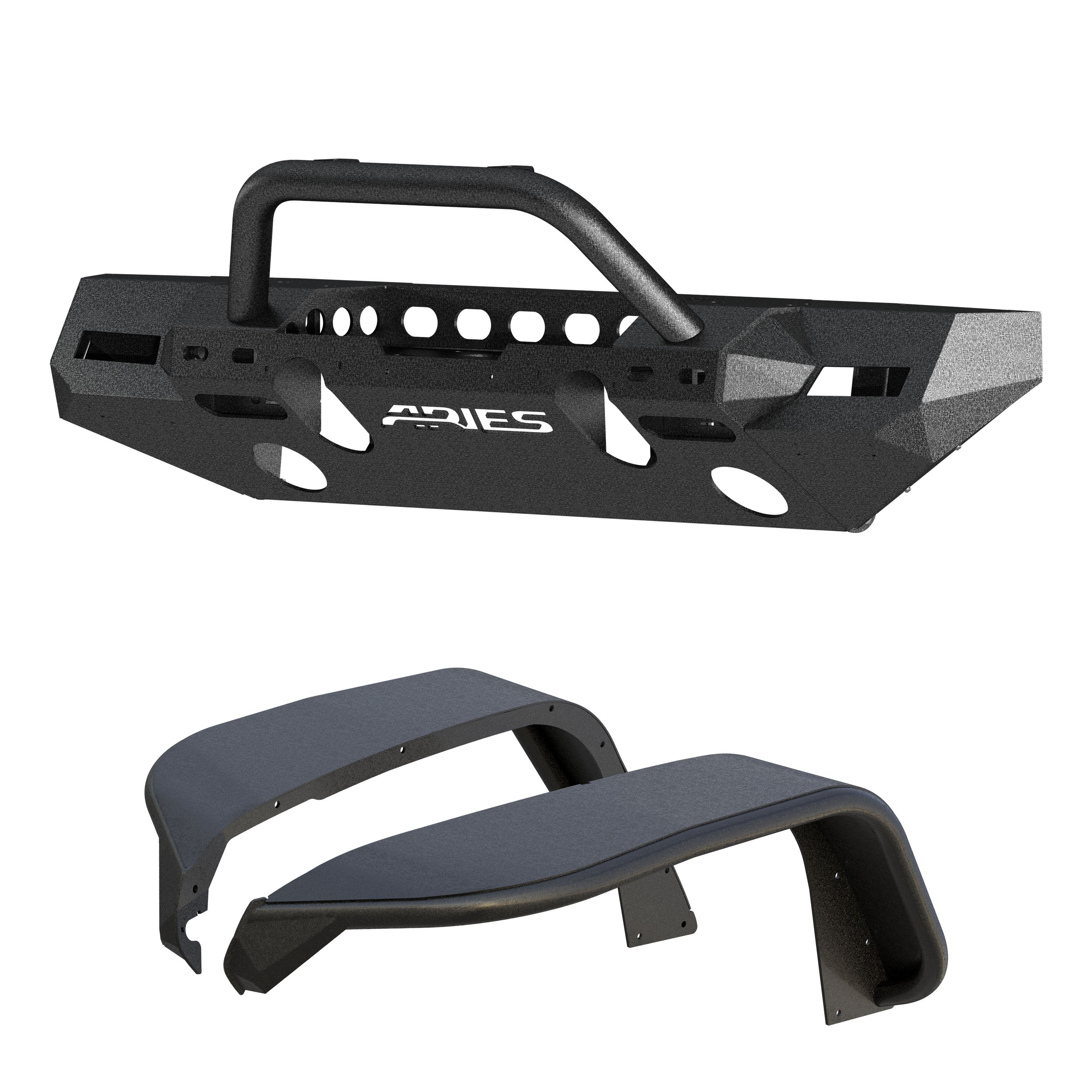 ARIES TrailChaser Jeep Wrangler JL Front Bumper with Fender Flares (Option 8), 2018-2026 Jeep Wrangler