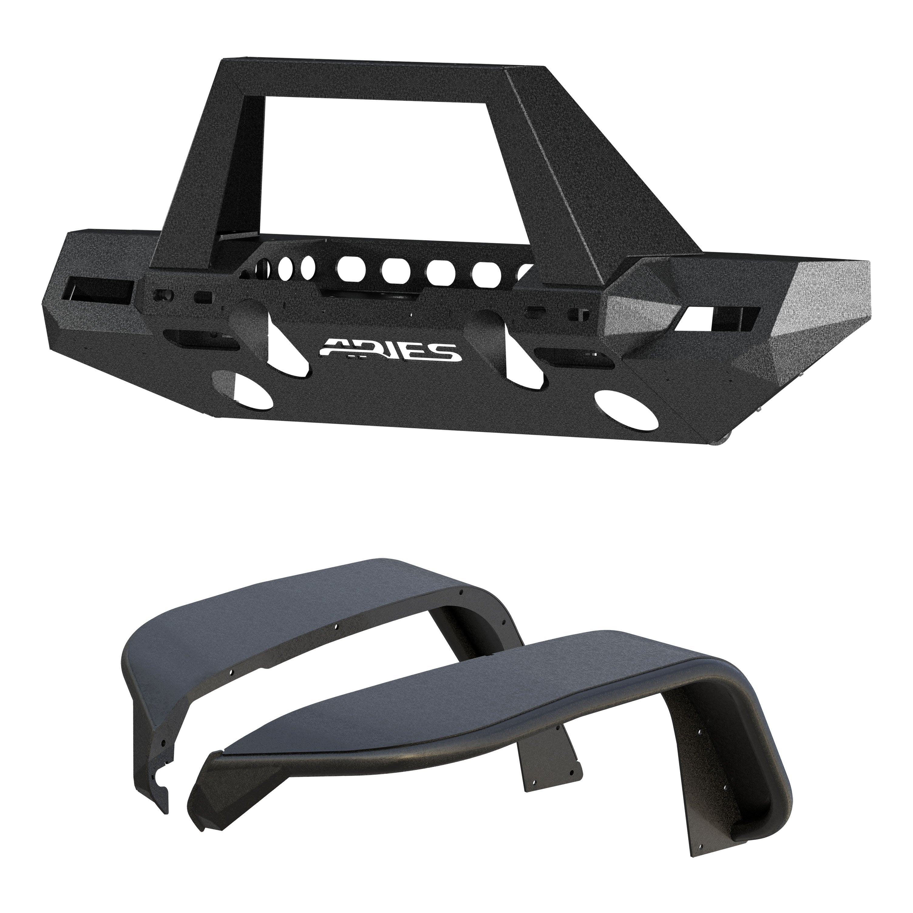 ARIES TrailChaser Jeep Wrangler JL Front Bumper with Fender Flares (Option 9), 2018-2026 Jeep Wrangler