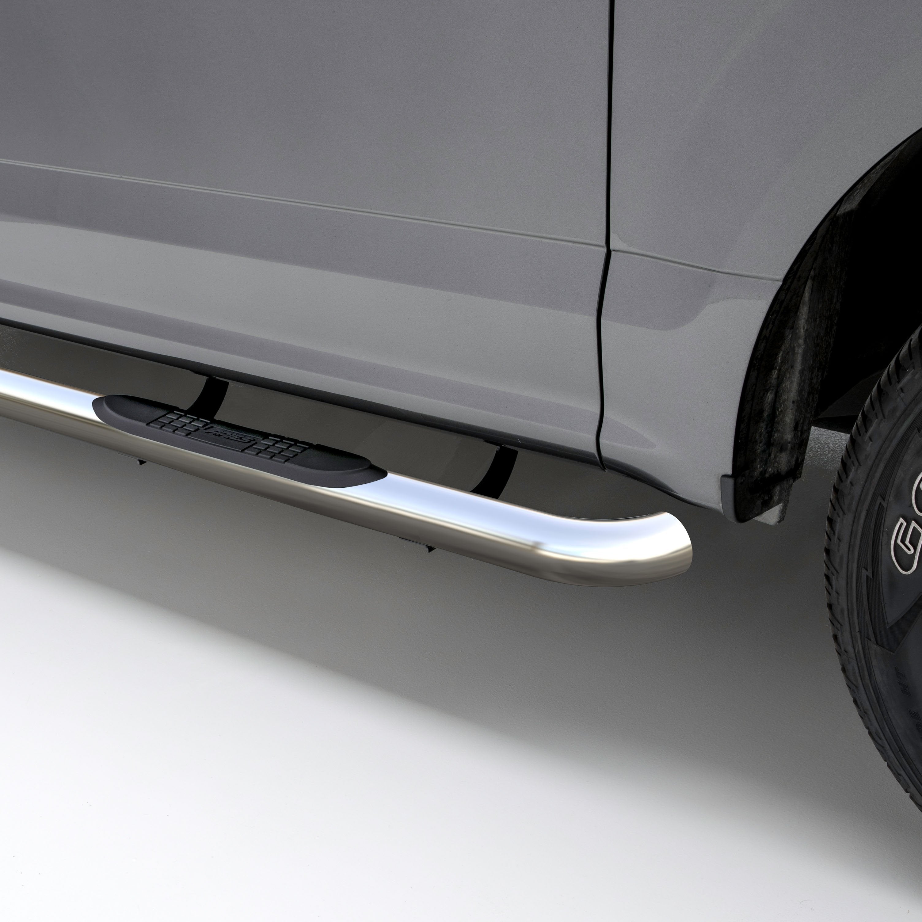 ARIES 3" Round Polished Stainless Side Bars, 2016-2024 Nissan TITAN/TITAN XD