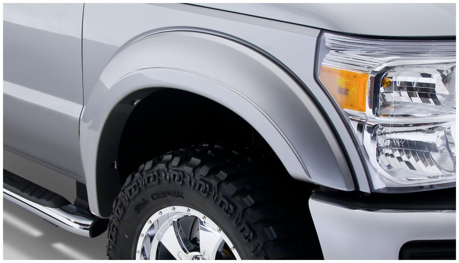 Black Extendafender Style Smooth Finish 4-Piece Fender Flare Set For 2011-2016 Ford F250/F350 Super Duty (Excludes Dually) Bushwacker