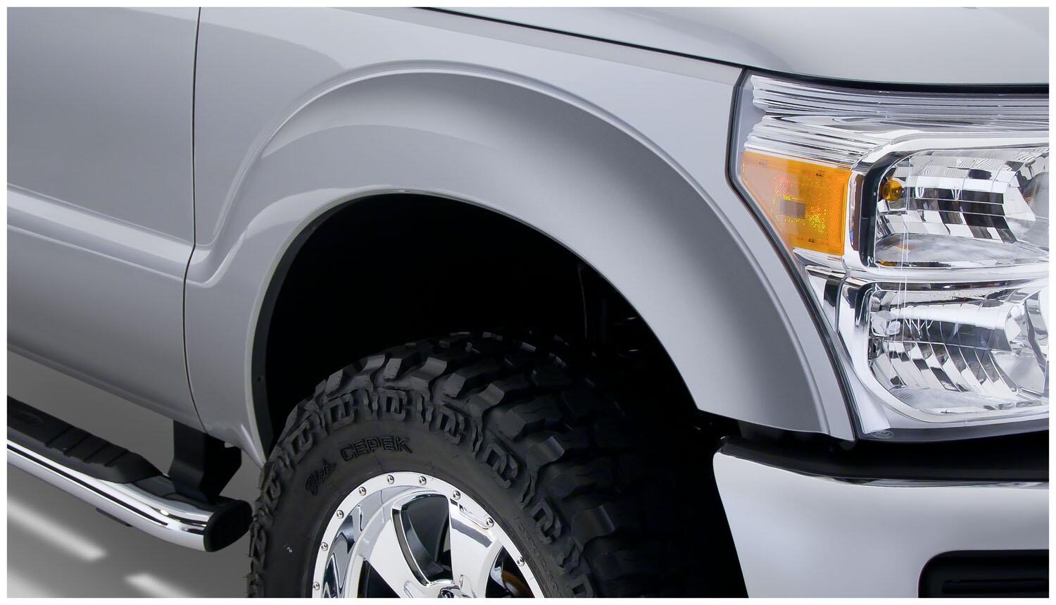 Black Extendafender Style Smooth Finish 4-Piece Fender Flare Set For 2011-2016 Ford F250/F350 Super Duty (Excludes Dually) Bushwacker
