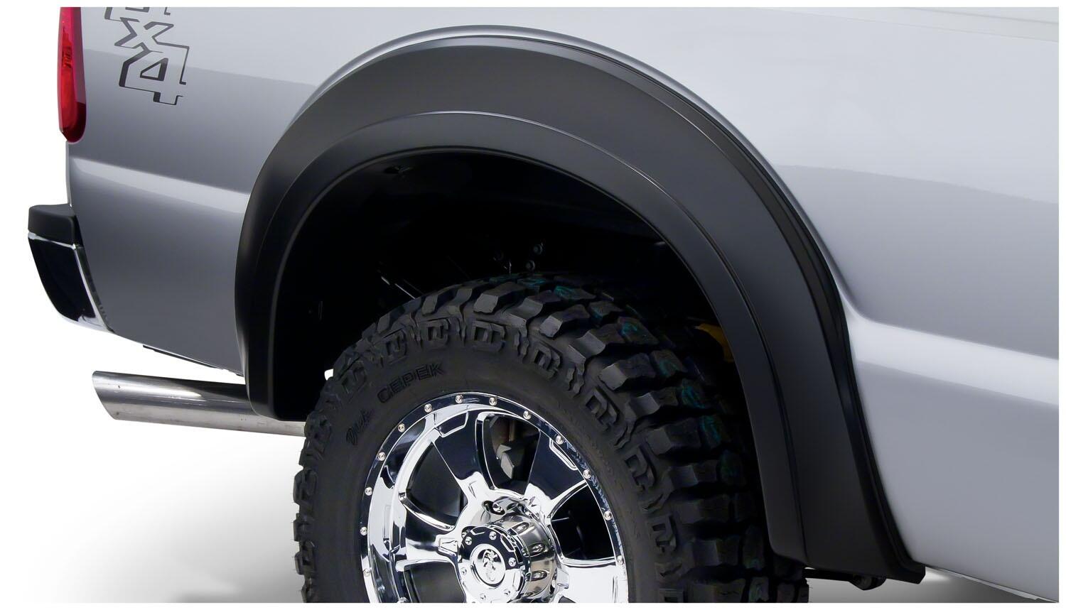 Black Extendafender Style Smooth Finish 4-Piece Fender Flare Set For 2011-2016 Ford F250/F350 Super Duty (Excludes Dually) Bushwacker