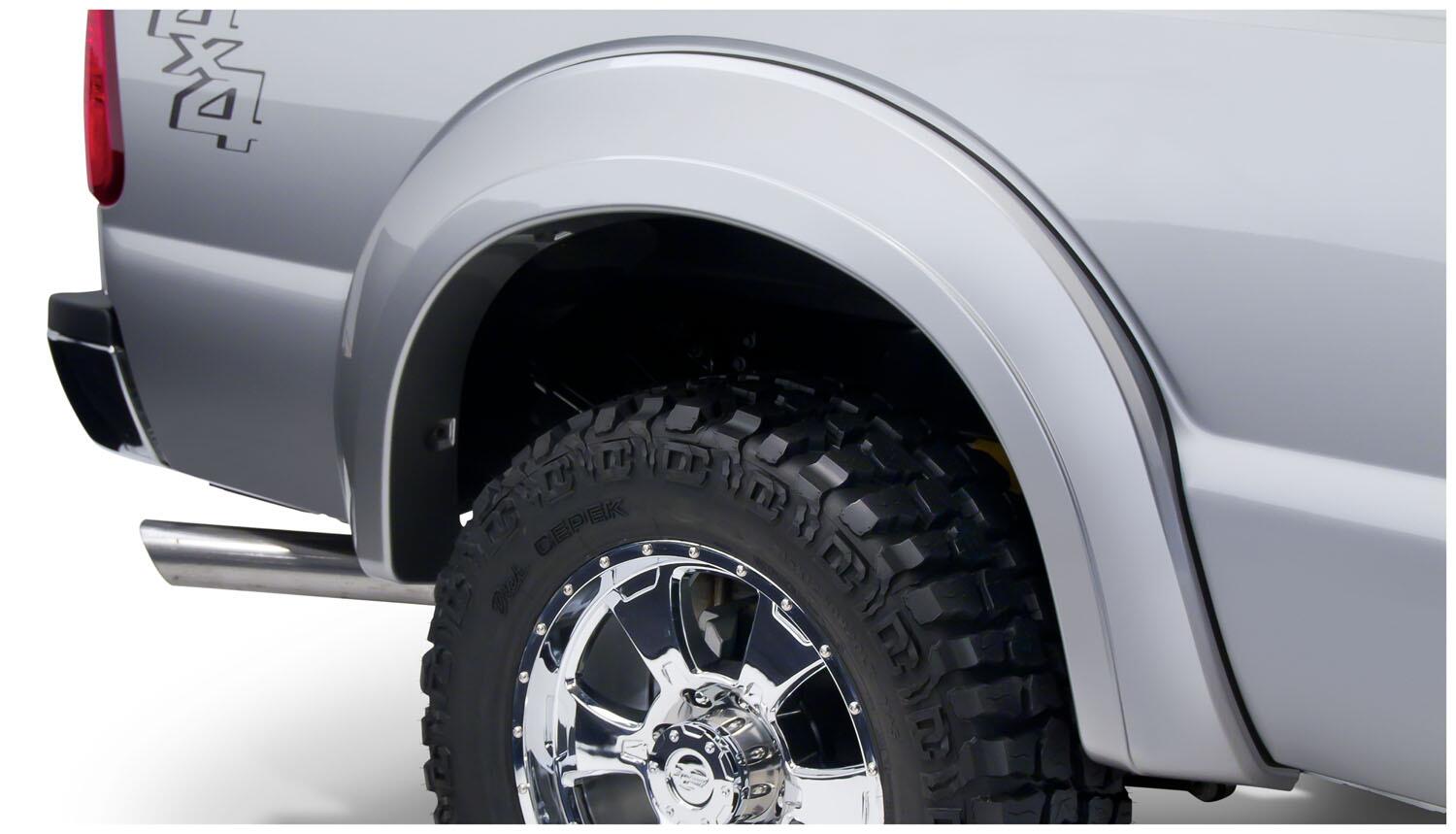 Black Extendafender Style Smooth Finish 4-Piece Fender Flare Set For 2011-2016 Ford F250/F350 Super Duty (Excludes Dually) Bushwacker