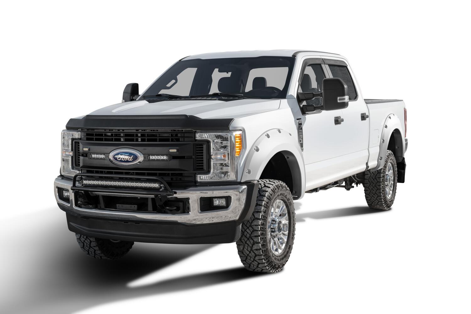 Pocket/Rivet Style Color Matched Oxford White 4-Piece Fender Flare Set For 2017-2022 Ford F250/F350 Super Duty Bushwacker