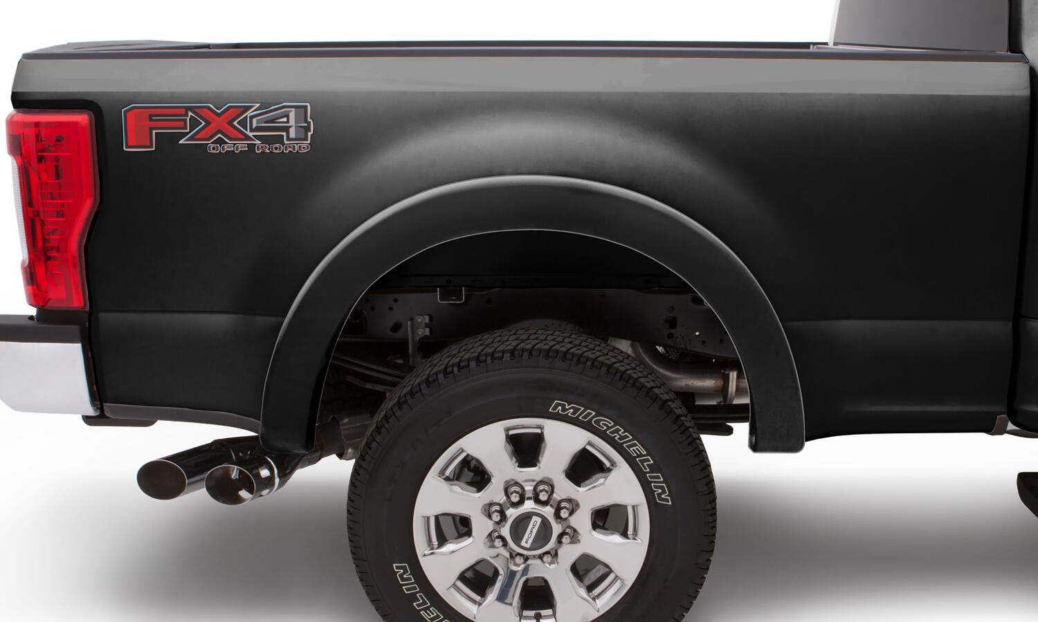 Black OE Style Smooth Finish 4-Piece Fender Flare Set For 2017-2022 Ford F250 Super Duty 2017-2022 F350 Super Duty W/98 Inch Bed Bushwacker