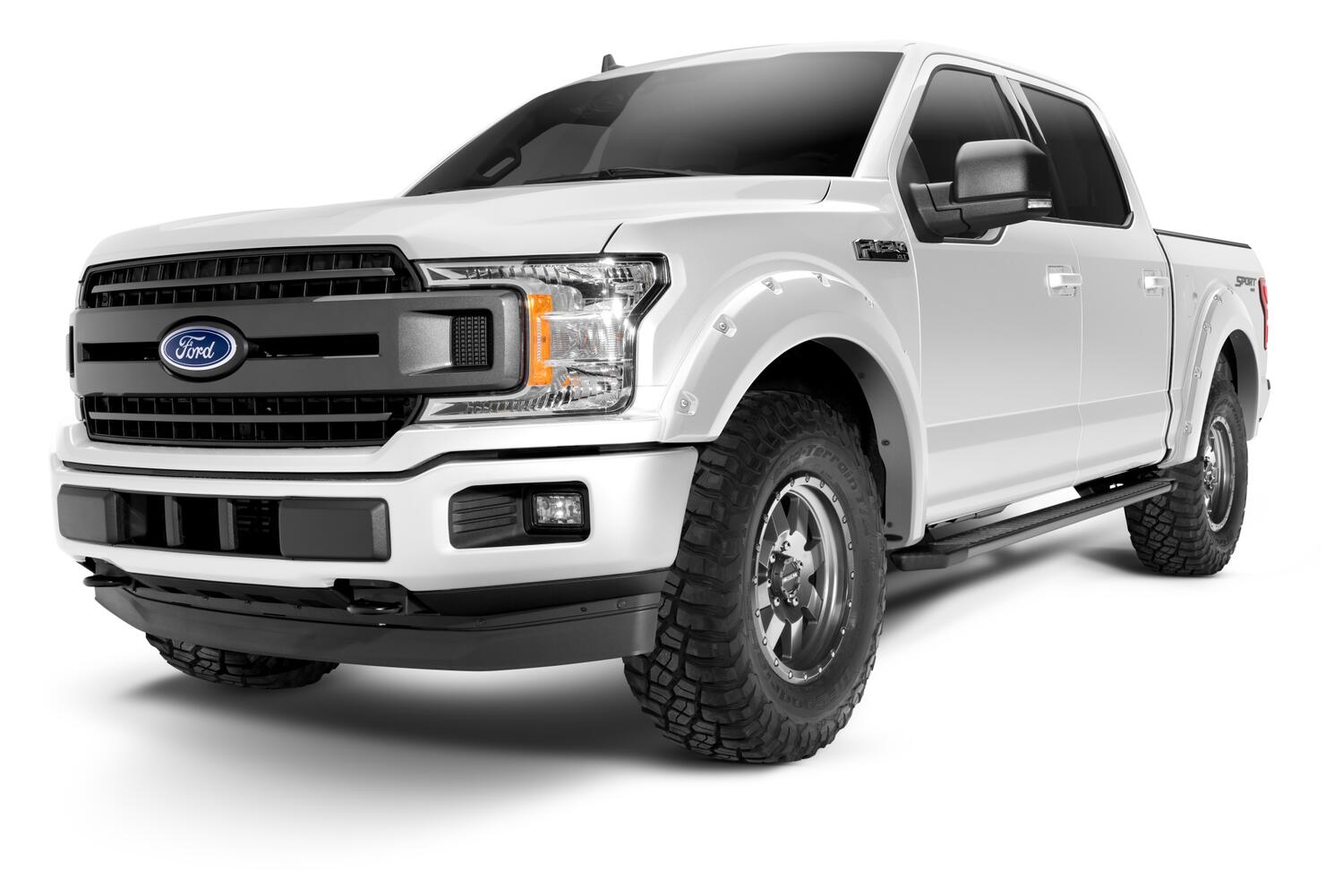 Pocket/Rivet Style Color Matched Oxford White 4-Piece Fender Flare Set For 2018-2020 Ford F150 Bushwacker