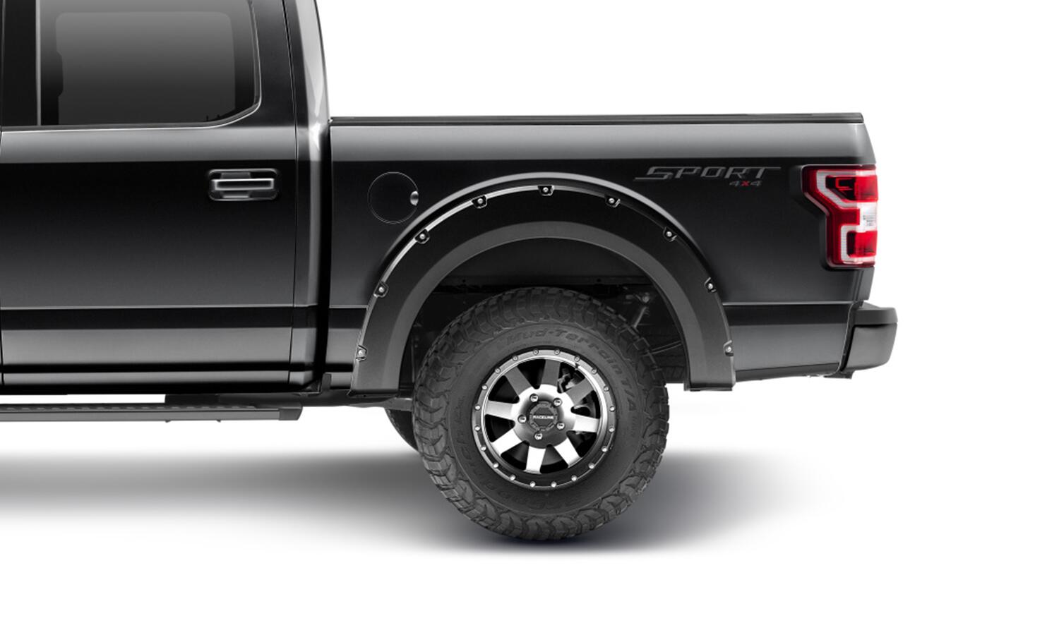Pocket/Rivet Style Color Matched Agate Black Met 4-Piece Fender Flare Set For 2018-2020 Ford F150 Bushwacker