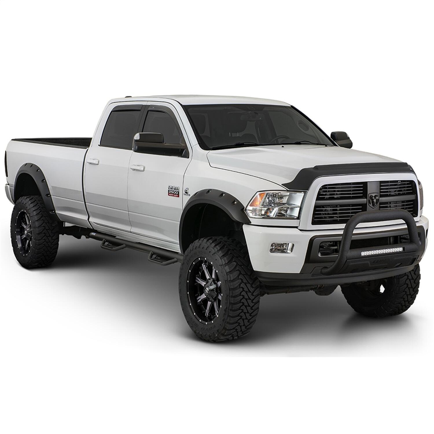 Black Max Coverage Pocket/Rivet Style Smooth Finish 4-Piece Fender Flare Set For 2018-2020 Ford F150 Bushwacker