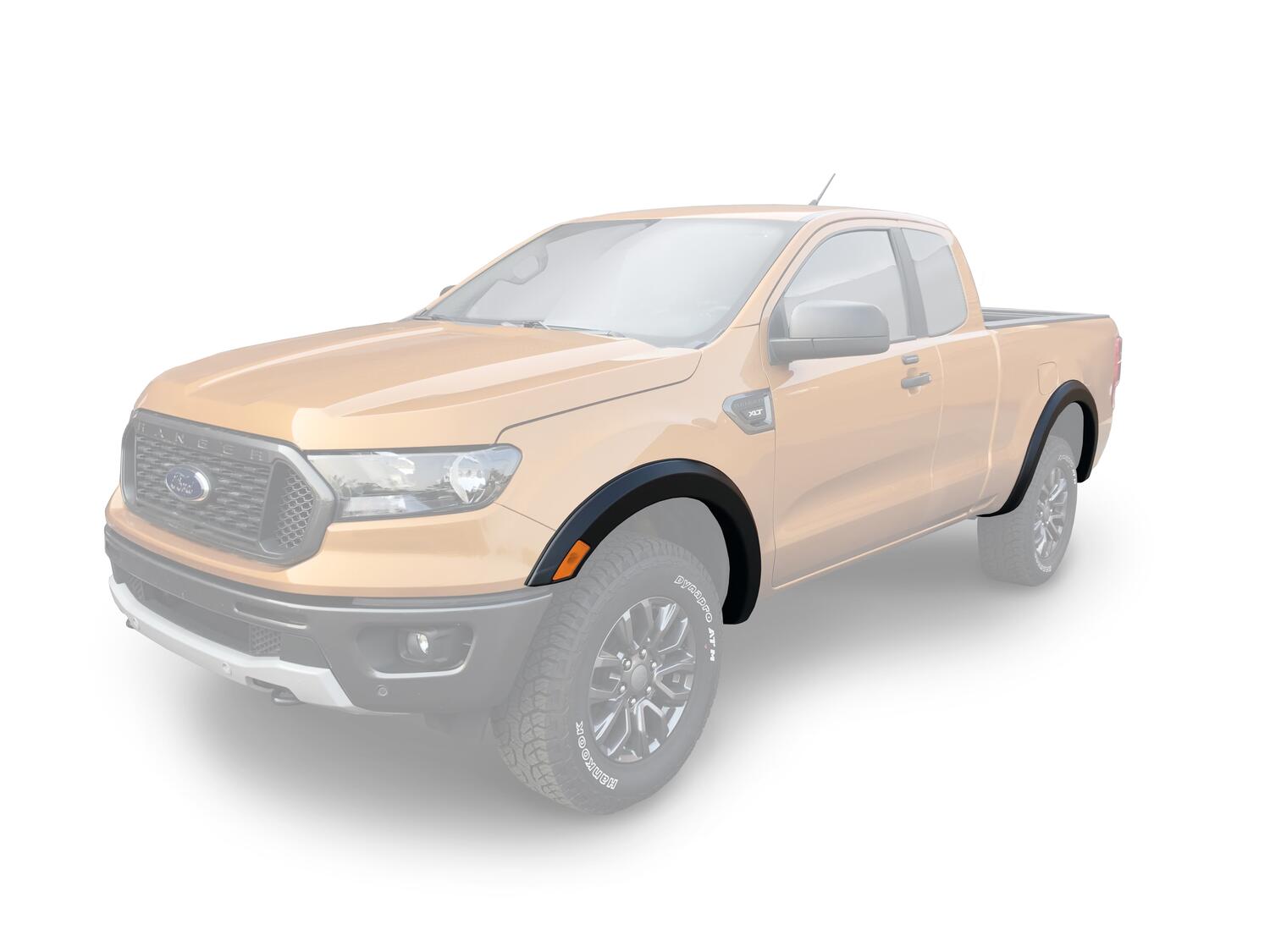 Black OE Style Smooth Finish 4-Piece Fender Flare Set For 2019-2023 Ford Ranger Bushwacker