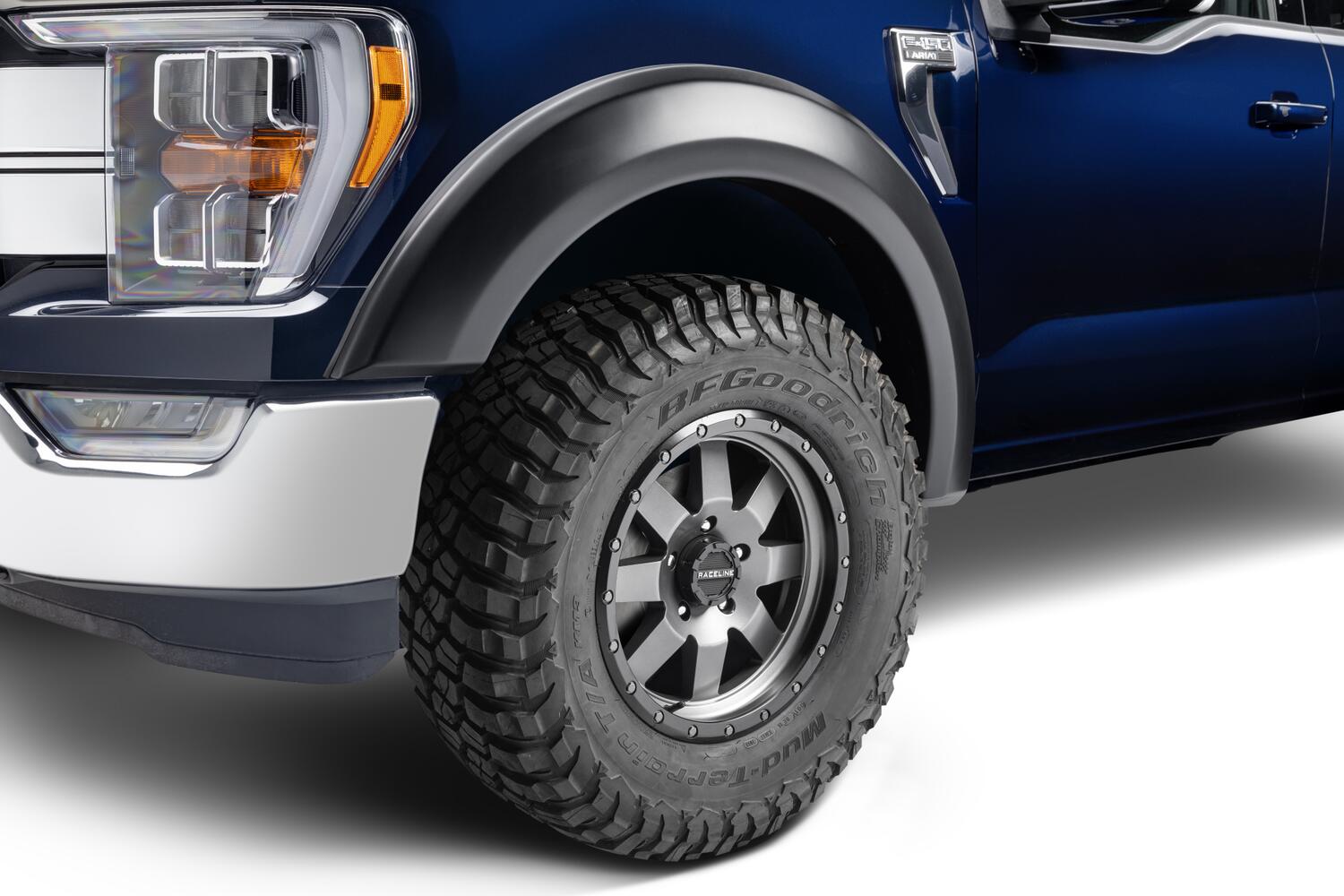 Black Extendafender Style Smooth Finish 4-Piece Fender Flare Set For 2021-2026 Ford F150 Will Not F150 Lightning Bushwacker