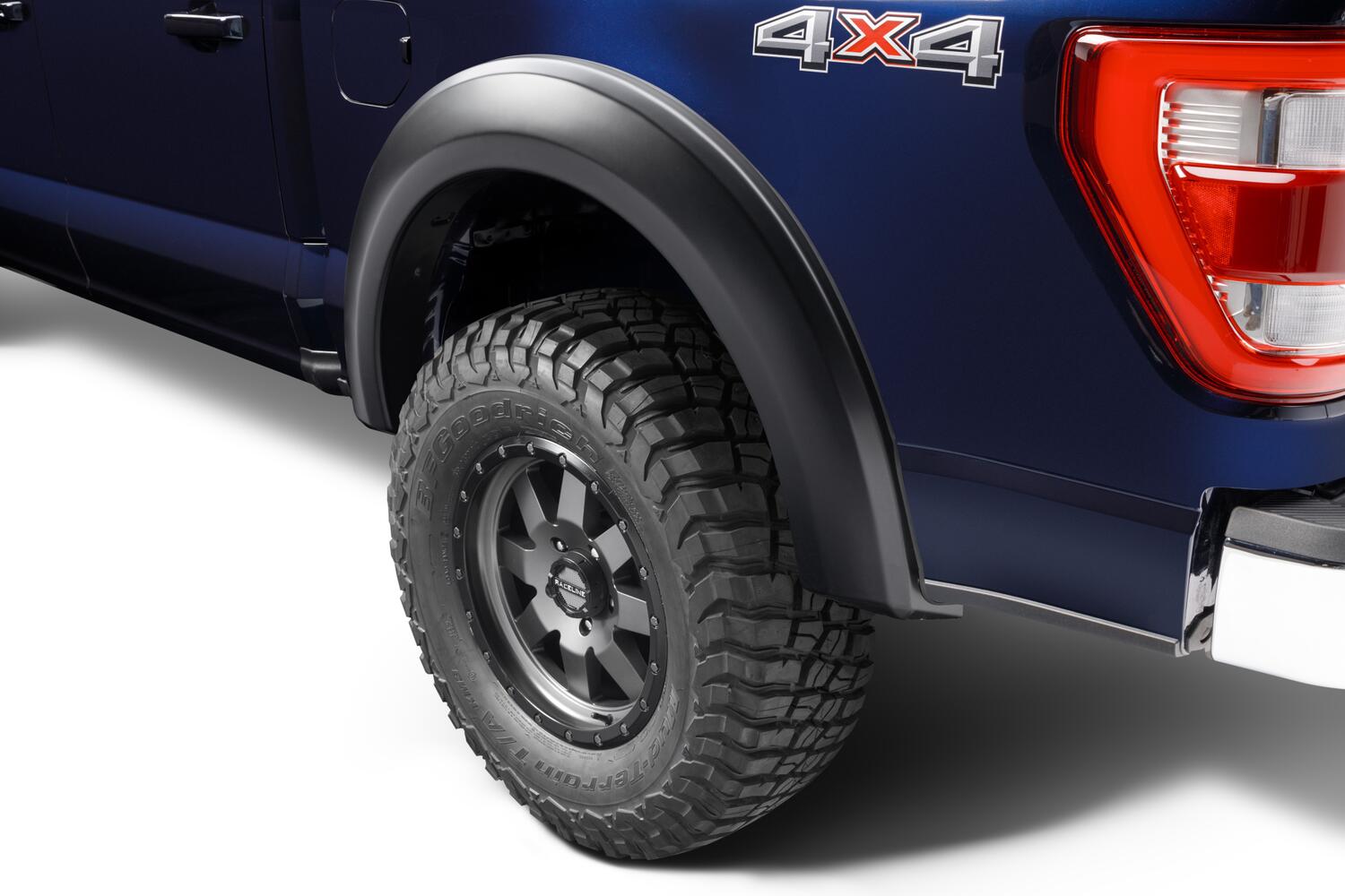 Black Extendafender Style Smooth Finish 4-Piece Fender Flare Set For 2021-2026 Ford F150 Will Not F150 Lightning Bushwacker