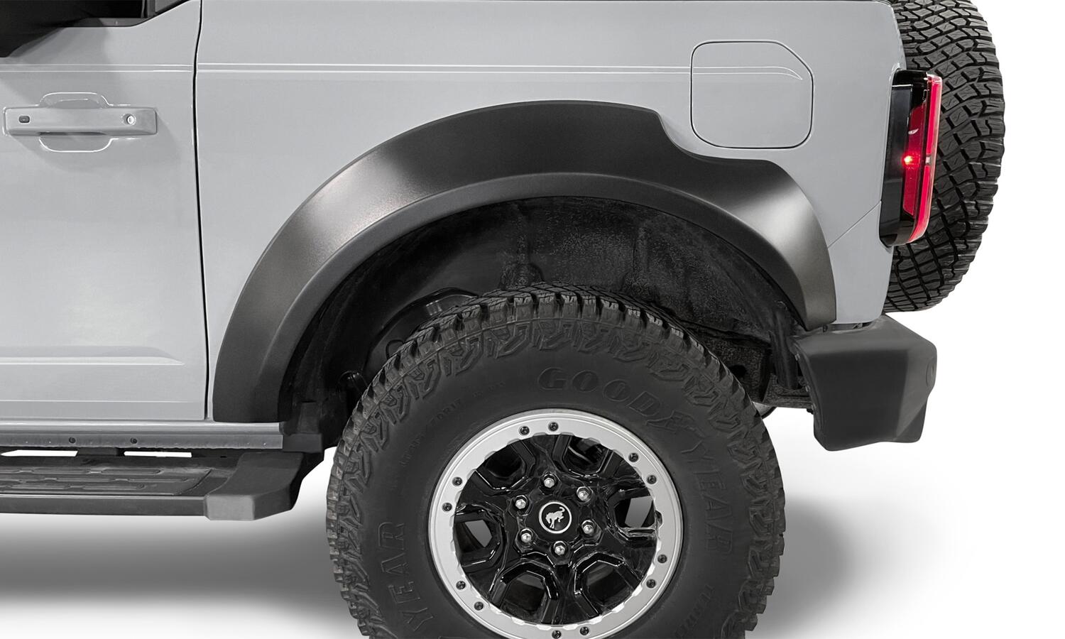 Black Extendafender Style Smooth Finish 4-Piece Fender Flare Set For 2021-2023 Ford Bronco, 2-Dr Bushwacker