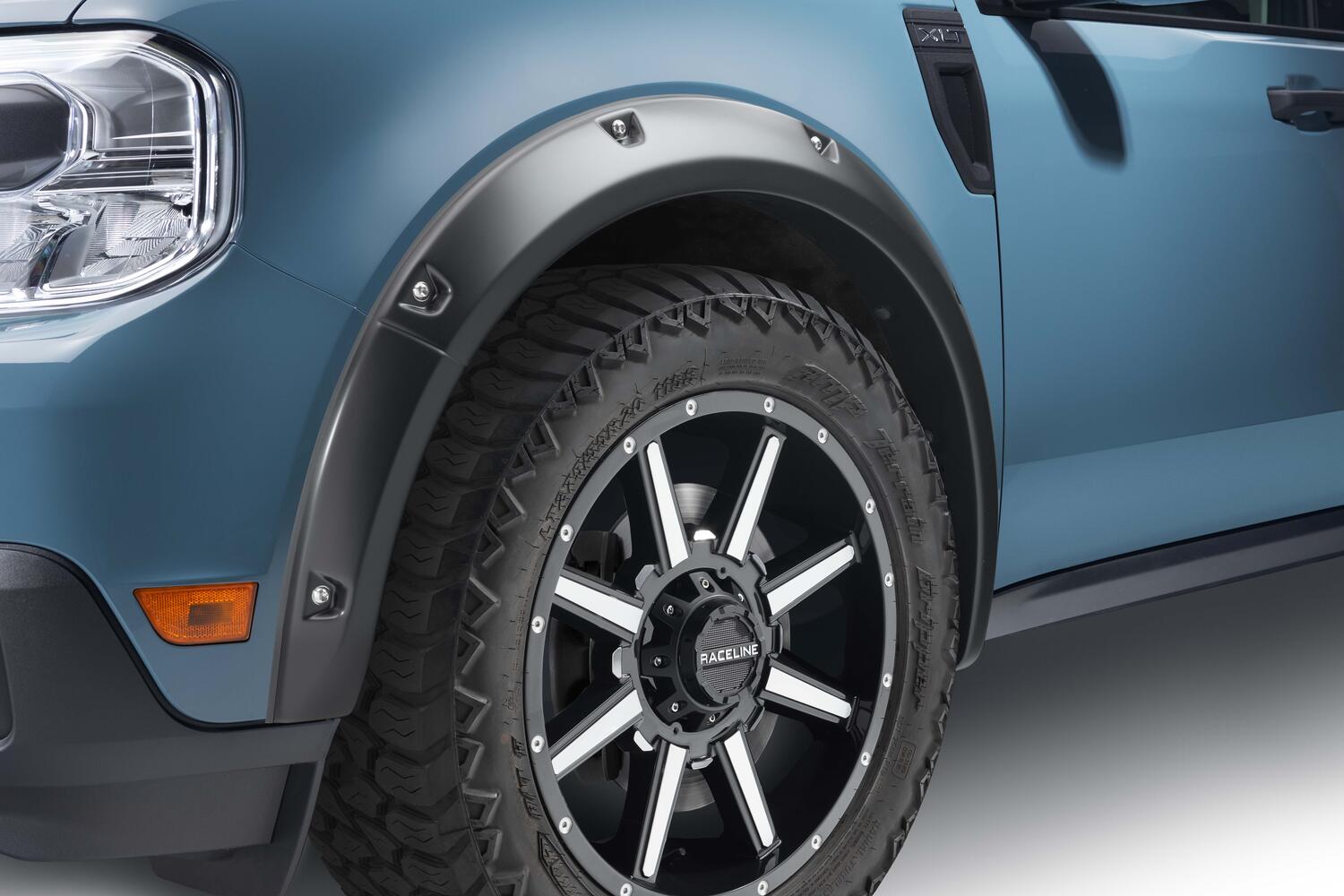 Black Pocket/Rivet Style Textured Finish 4-Piece Fender Flare Set For 22-26 Ford Maverick Bushwacker