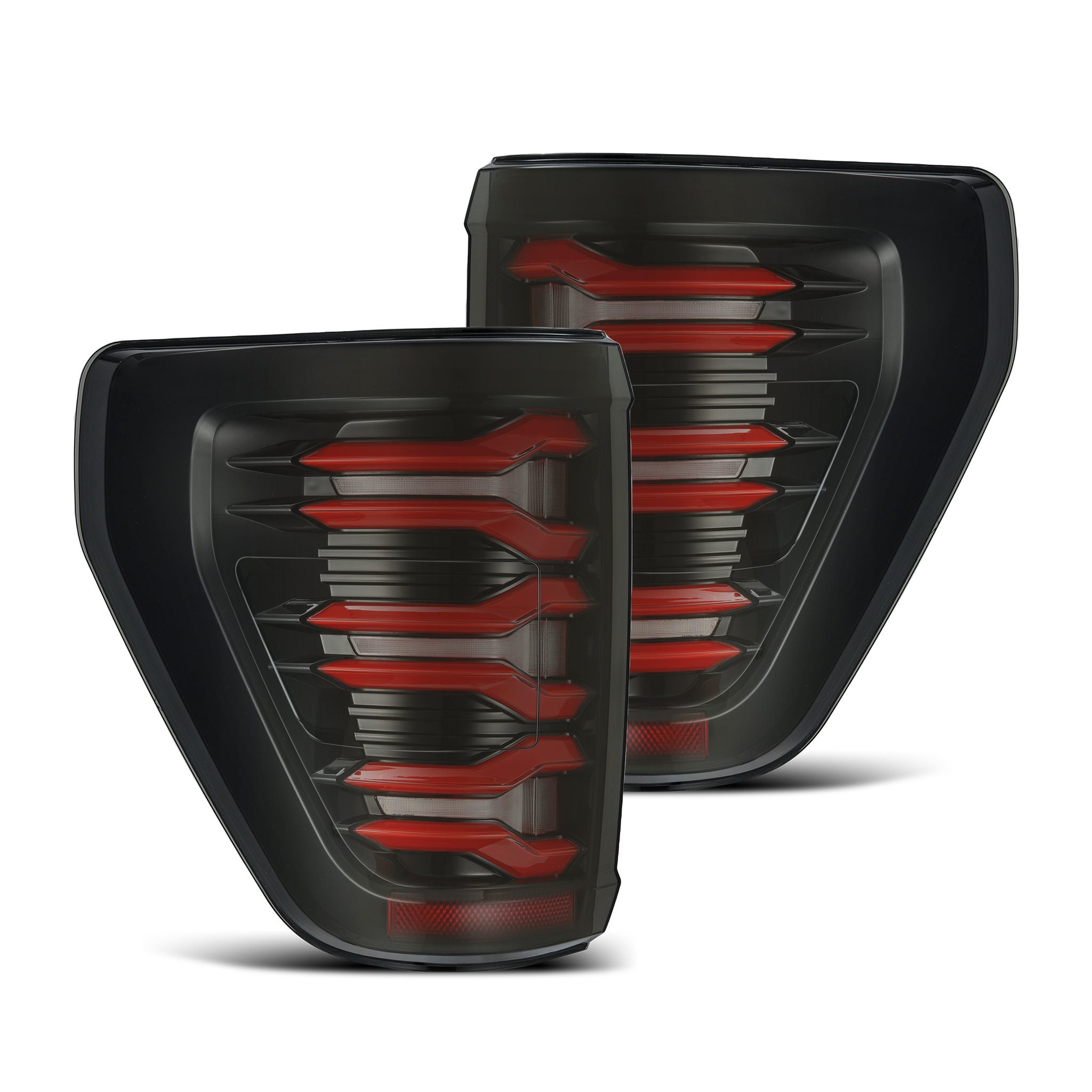 21-23 Ford F-150 / Raptor LUXX-Series LED Tail Lights Black-Red - Apollo Off-Road