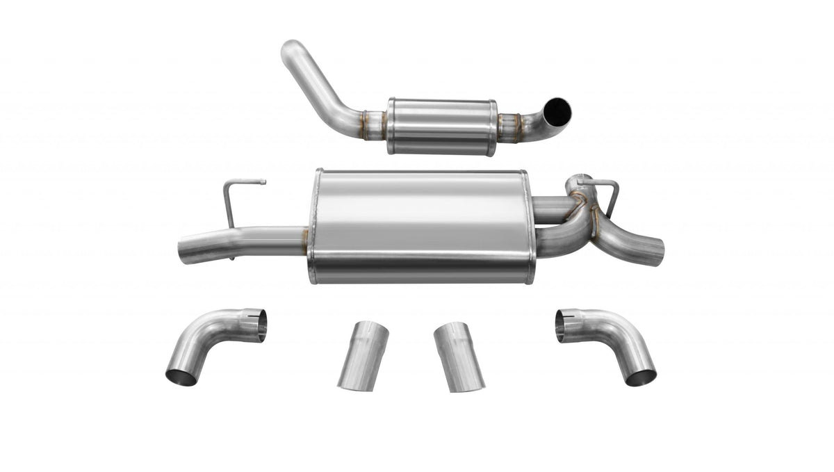Jeep JL Axle Back Exhaust 2.5 Inch Dual Rear Exit W/Turn Down Outlets 18 Wrangler JL Touring Polished db By Corsa