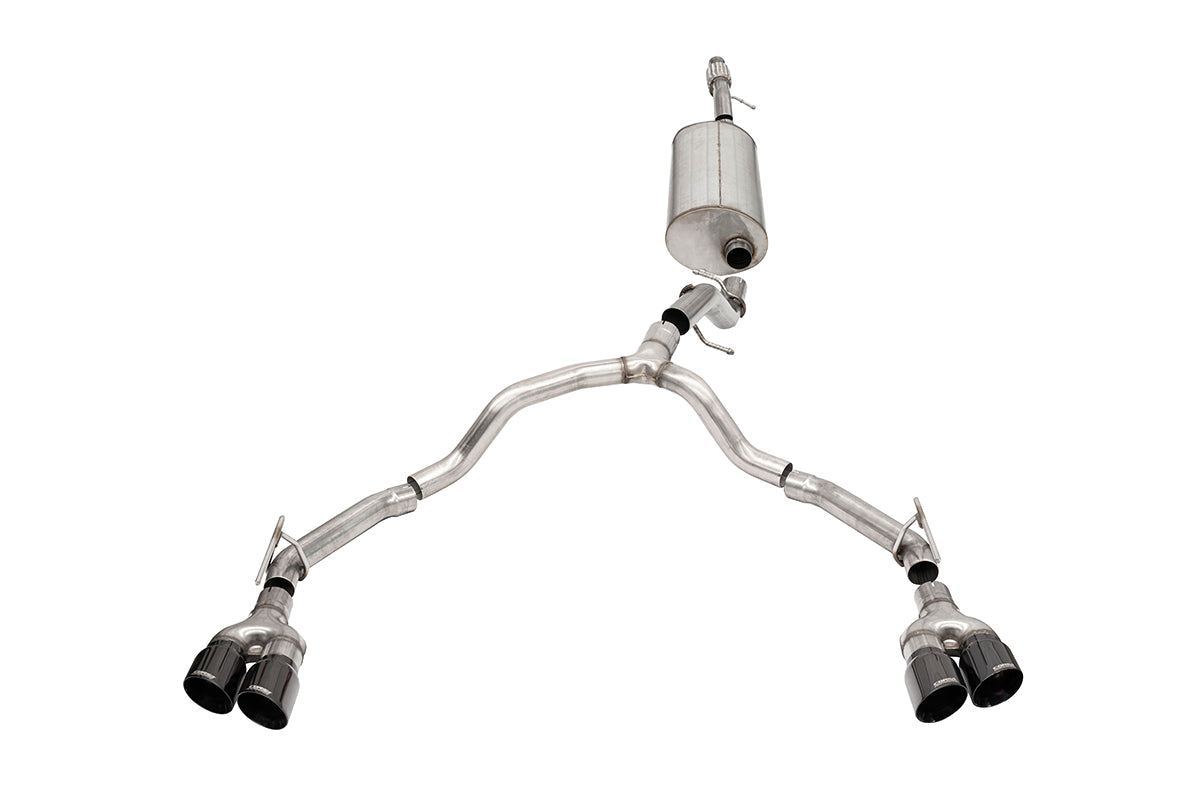3.0 Inch to 2.75 Inch Dual Rear Exit Cat-Back Exhaust System with Twin 4.0 Inch Black Tips 21-25 Chevrolet Tahoe/GMC Yukon 120.9 Inch Wheel Base Corsa Performance