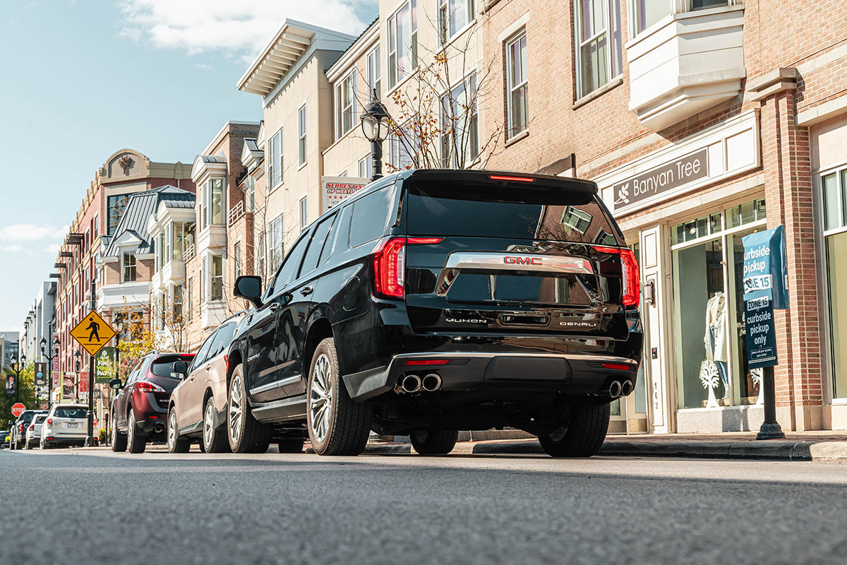 3.0 Inch to 2.75 Inch Dual Rear Exit Cat-Back Exhaust System with Twin 4.0 Inch Tips 21-25 Chevrolet Tahoe/GMC Yukon XL 134.1 Inch Wheel Base Corsa Performance