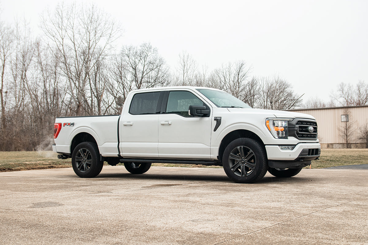3.0 Inch Single Side Exit Catback Exhaust System with Twin 4.0 Inch Pro Series Tips 21-25 Ford F-150 122 Inch Wheel Base Corsa Performance