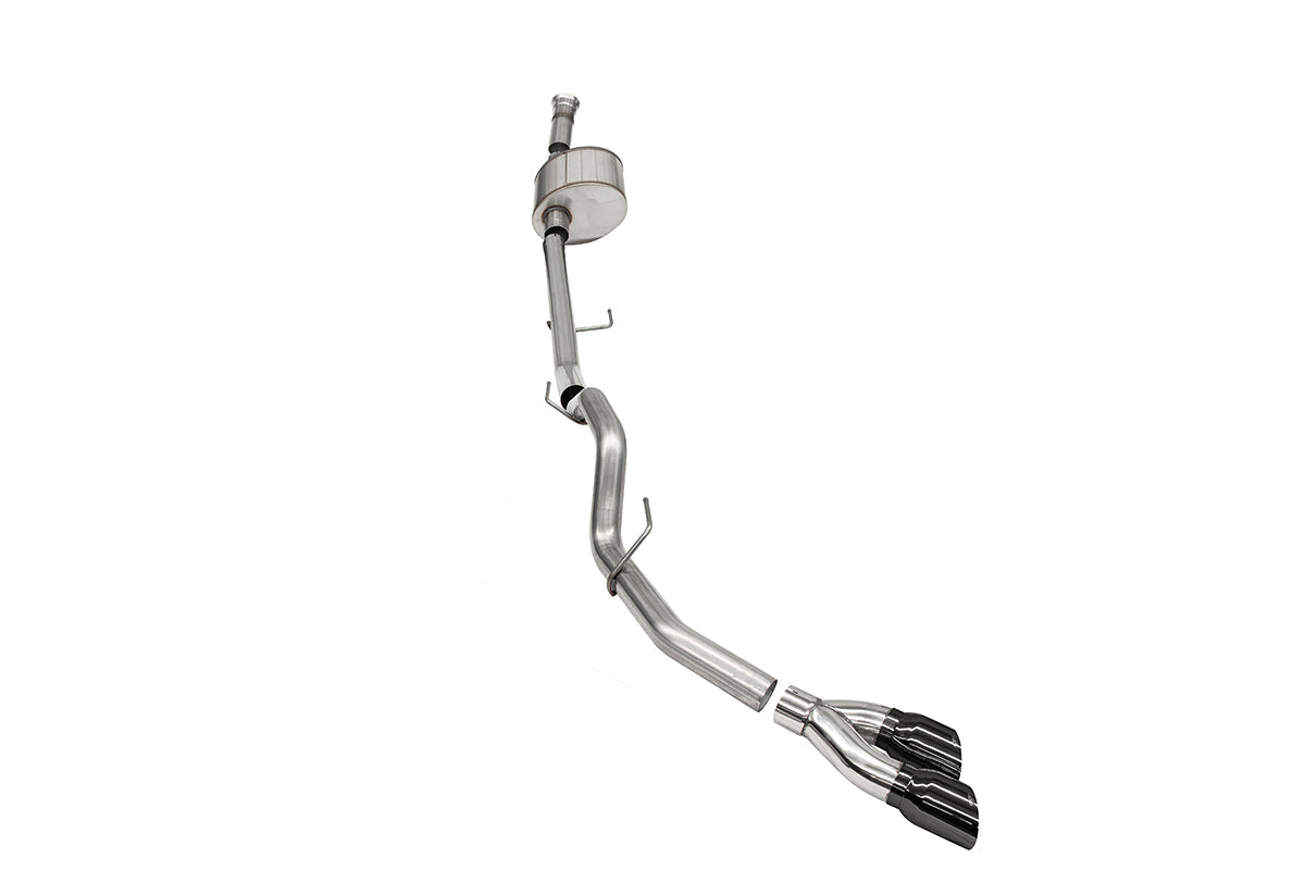 3.0 Inch Single Side Exit Catback Exhaust System with Twin 4.0 Inch Pro Series Black Tips Xtreme Sound Level 21-25 Ford F-150 141 Inch Wheel Base Corsa Performance