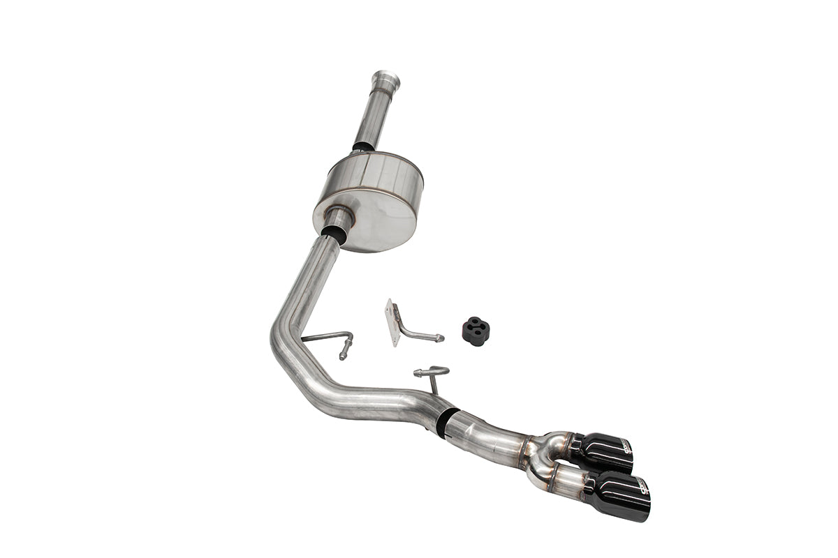 3.0 Inch Front of Tire Exit Catback Exhaust System with Twin 3.5 Inch Pro Series Black Tips 21-25 Ford F-150 145 Inch Wheel Base Corsa Performance