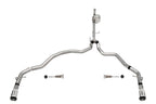 3.0 Inch Dual Rear Exit Catback Exhaust System with Flat Cut 4.0 Inch Dual Wall Tips Xtreme Sound Level 21-25 Ford F-150 145 Inch Wheel Base Corsa Performance