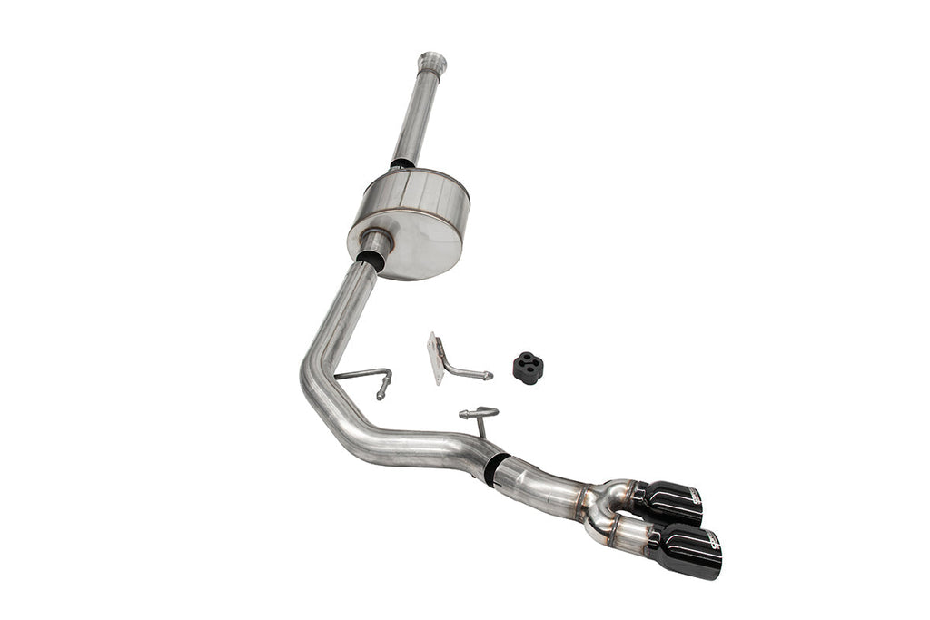 3.0 Inch Front of Tire Exit Catback Exhaust System with Twin 3.5 Inch Pro Series Black Tips Xtreme Sound Level 21-25 Ford F-150 157 Inch Wheel Base Corsa Performance
