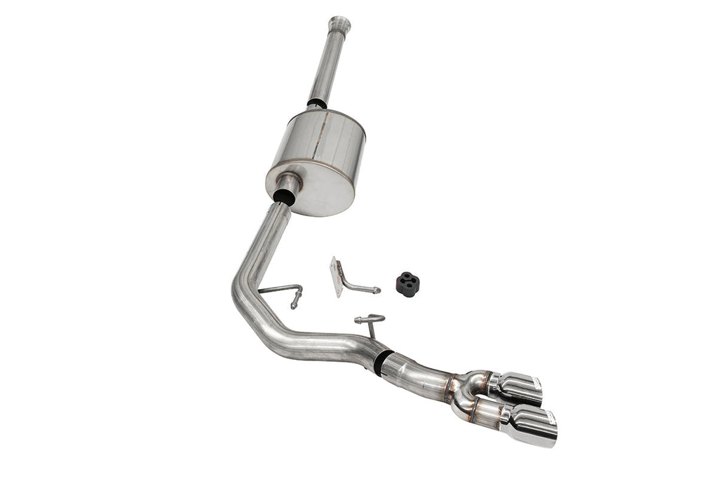 3.0 Inch Front of Tire Exit Catback Exhaust System with Twin 3.5 Inch Pro Series Tips Sport Sound Level 21-25 Ford F-150 157 Inch Wheel Base Corsa Performance