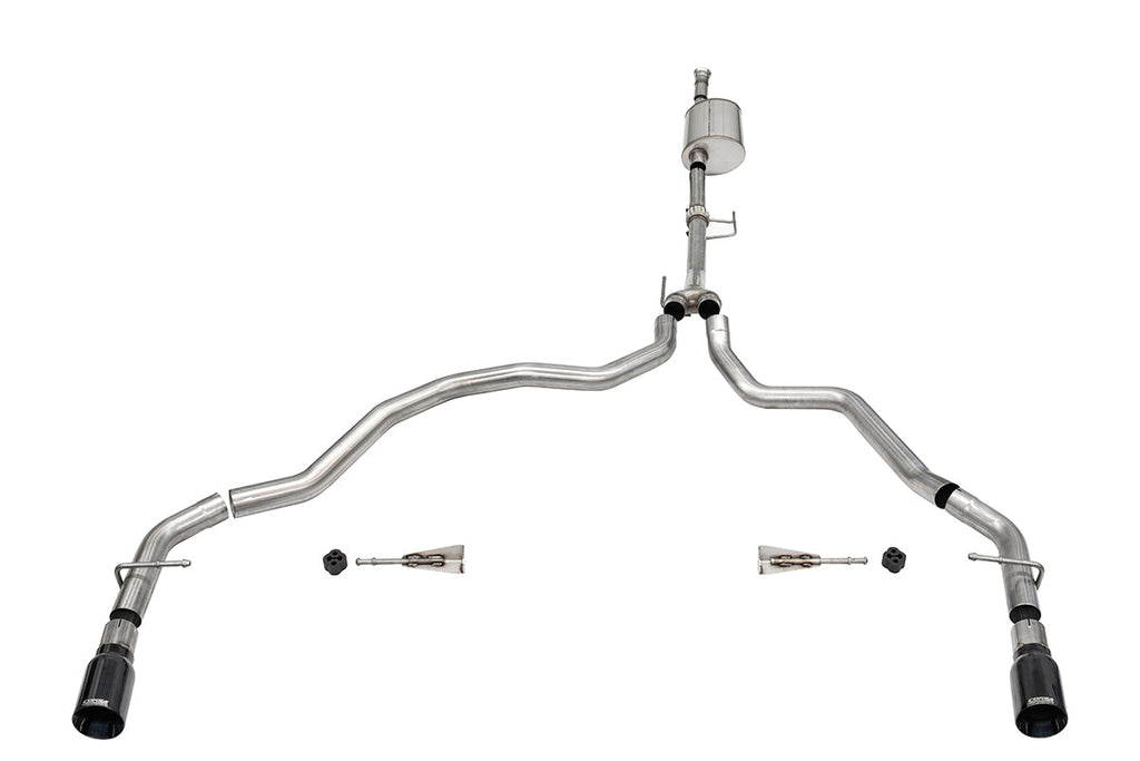 3.0 Inch Dual Rear Exit Catback Exhaust System with Flat Cut 4.0 Inch Dual Wall Black Tips 21-25 Ford F-150 EcoBoost 145 Inch Wheel Base Corsa Performance
