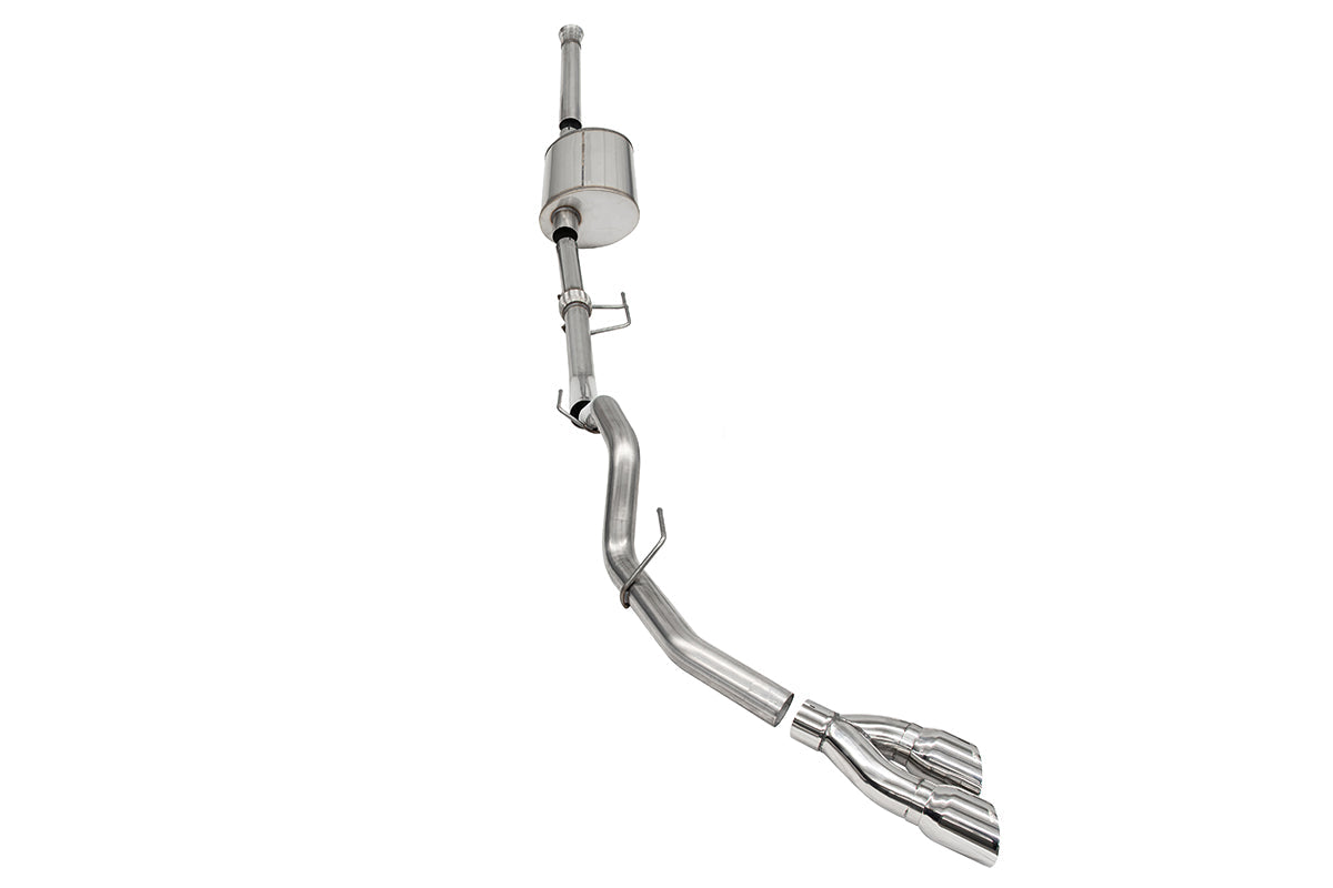 3.0 Inch Single Side Exit Catback Exhaust System with Twin 4.0 Inch Pro Series Tips 21-25 Ford F-150 EcoBoost 157 Inch Wheel Base Corsa Performance