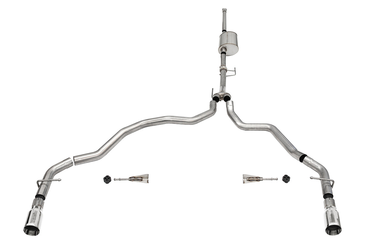 3.0 Inch Dual Rear Exit Catback Exhaust System with Flat Cut 4.0 Inch Dual Wall Tips 21-25 Ford F-150 EcoBoost 157 Inch Wheel Base Corsa Performance
