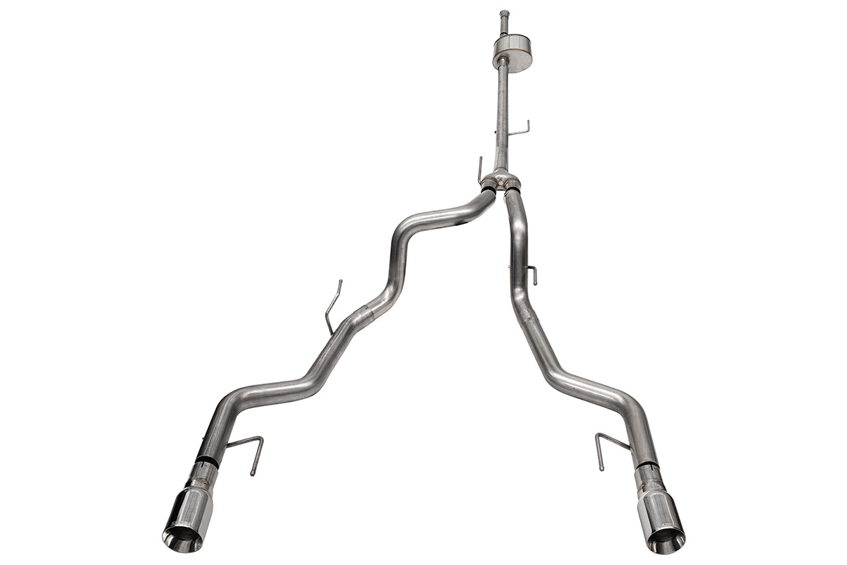 3.0 Inch to 2.75 Inch Dual Rear Exit Cat-back Exhaust System with 4.0 Inch Polished Straight Cut Tips Xtreme Sound Level 22-25 Ford F-150 Tremor 145 Inch Wheel Base Corsa Performance