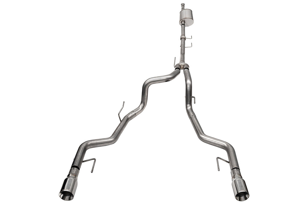 3.0 Inch to 2.75 Inch Dual Rear Exit Cat-back Exhaust System with 4.0 Inch Polished Straight Cut Tips 21-25 Ford F-150 Tremor 145 Inch Wheel Base Corsa Performance