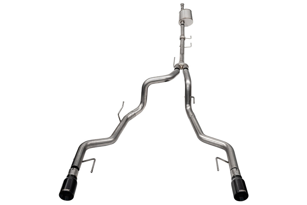 3.0 Inch to 2.75 Inch Dual Rear Exit Cat-back Exhaust System with 4.0 Inch Black PVD Straight Cut Tips 21-25 Ford F-150 Tremor 145 Inch Wheel Base Corsa Performance