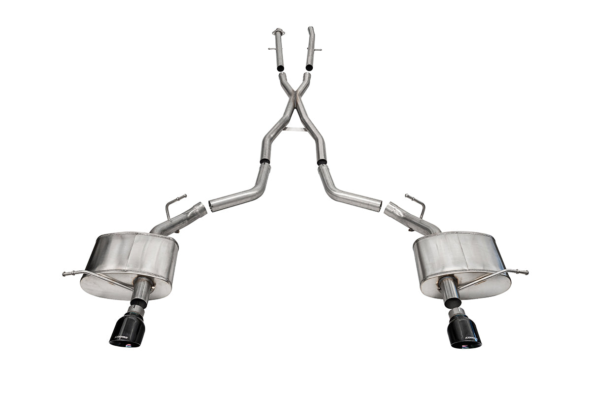 2.5 Inch Dual Rear Exit Cat-Back Exhaust System with Single 4.5 Inch Black PVD Pro-Series Tips 11-24 Dodge Durango Corsa Performance