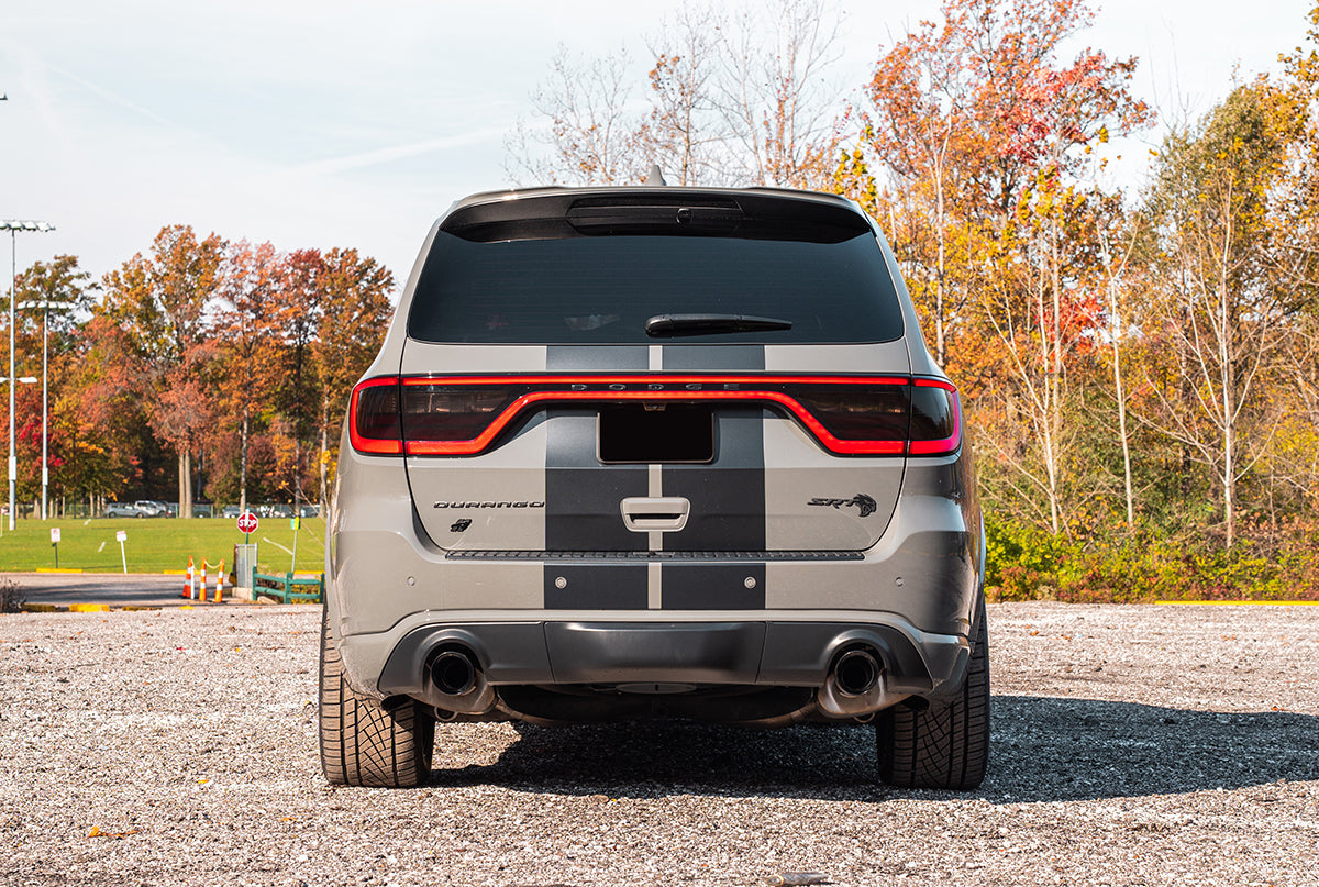 2.75 Inch Dual Rear Exit Cat-Back Exhaust System with Single 4.5 Inch Polished Pro Series Tips Sport Sound Level 21-24 Dodge Durango SRT Hellcat Corsa Performance