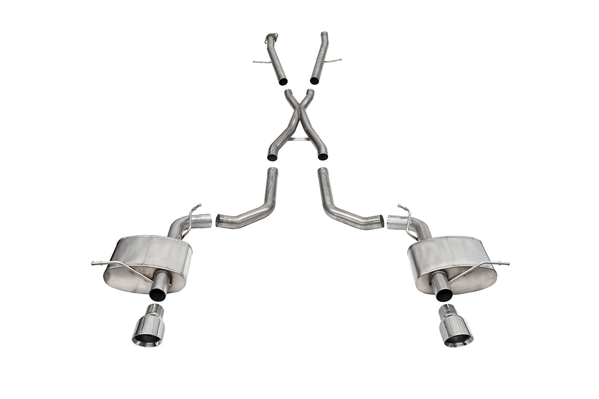 2.75 Inch Dual Rear Exit Cat-Back Exhaust System with Single 4.5 Inch Polished Pro Series Tips Xtreme Sound Level 18-24 Dodge Durango SRT 392 Corsa Performance