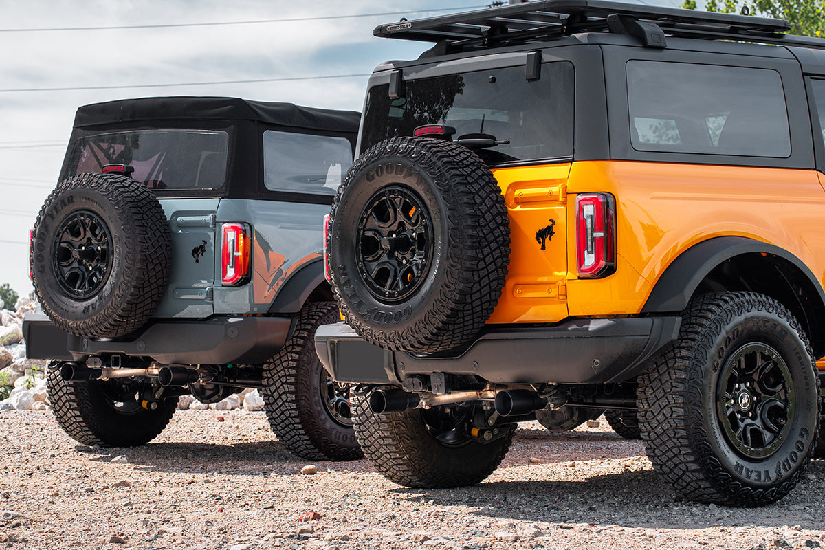 2.75 Inch Cat-Back Single Side Exit Exhaust System with Single 4.0 Inch Straight-Cut Black Powder Coat Tips 21-25 Ford Bronco 2 Door 2.3L Corsa Performance