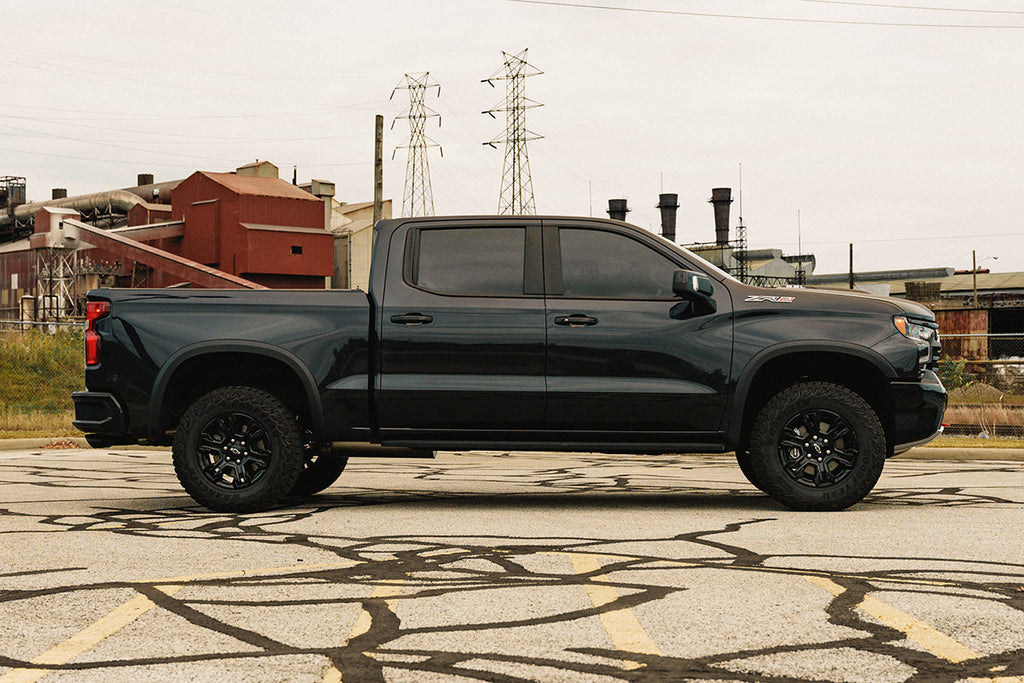 3.0 Inch Dual Rear Exit Cat-Back Exhaust System with Twin 4.0 Inch Black Powder Coat Tips 22-24 Chevrolet Silverado ZR2/22-23 GMC Sierra AT4X 147.5 Inch Wheel Base Corsa Performance