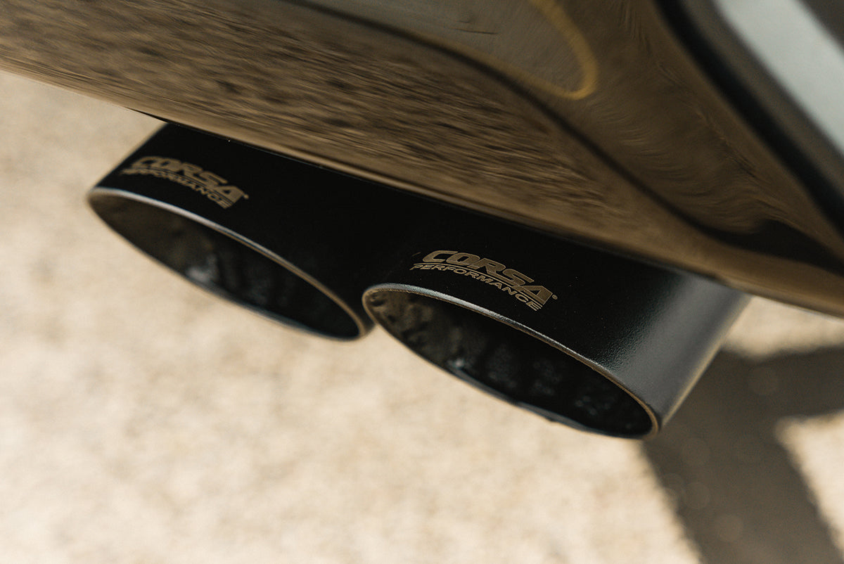 3.0 Inch Dual Rear Exit Cat-Back Exhaust System with Twin 4.0 Inch Tips 22-24 Chevrolet Silverado ZR2/22-23 GMC Sierra AT4X 147.5 Inch Wheel Base Corsa Performance