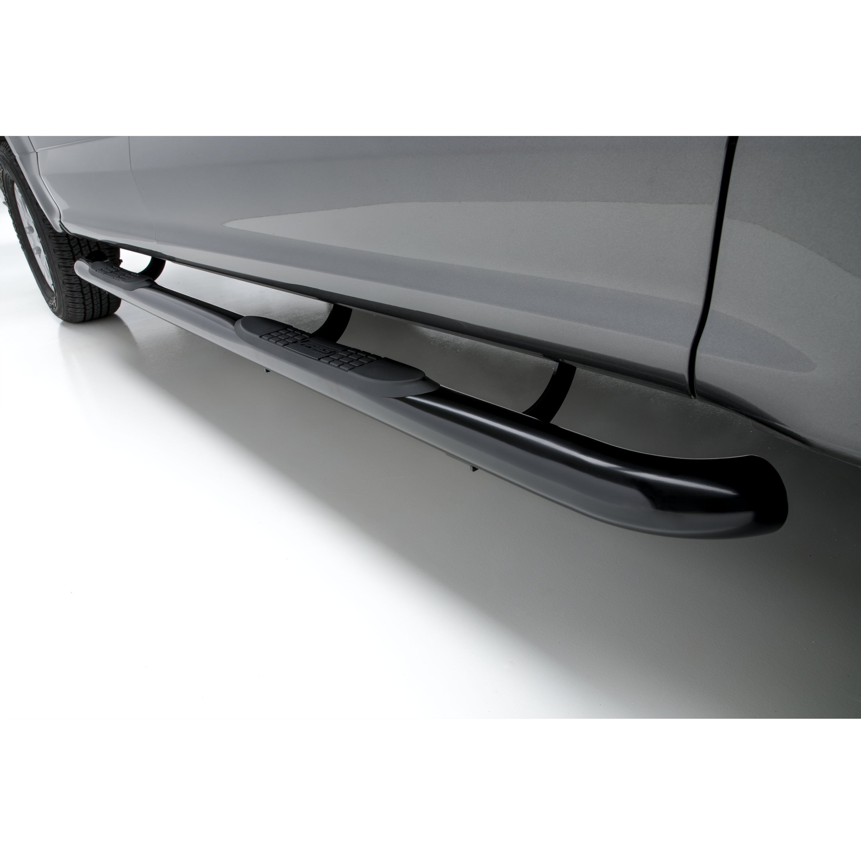 ARIES 3" Round Black Stainless Side Bars, 2015-2026 Ford F-150, 2017-2026 Ford F-250/F-350/F-450/F-550 Super Duty, 2022-2025 Ford F-150 Lightning