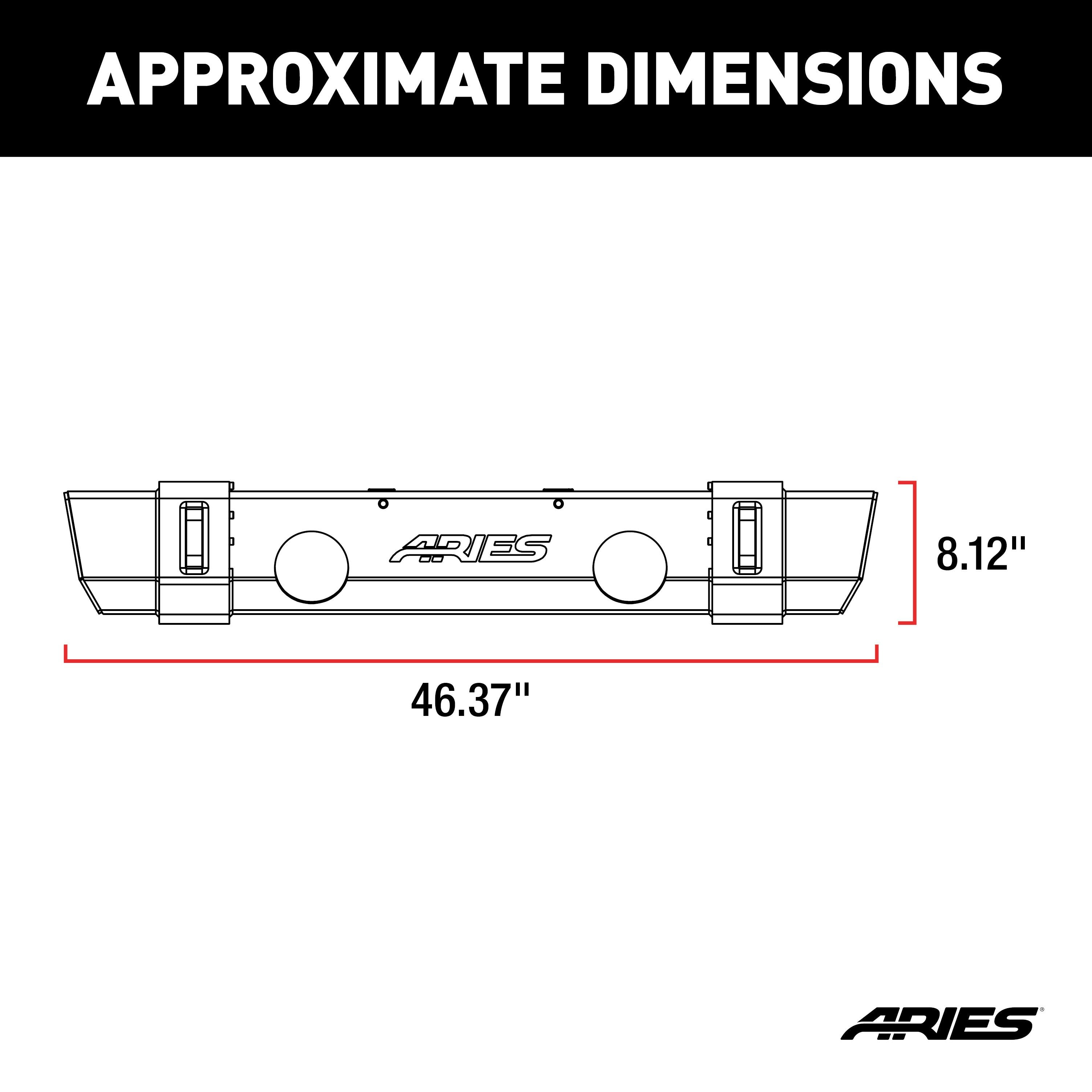 ARIES TrailCrusher Jeep Wrangler JL, Gladiator Steel Front Bumper, 12.5K, 2018-2026 Jeep Wrangler, 2020-2026 Jeep Gladiator