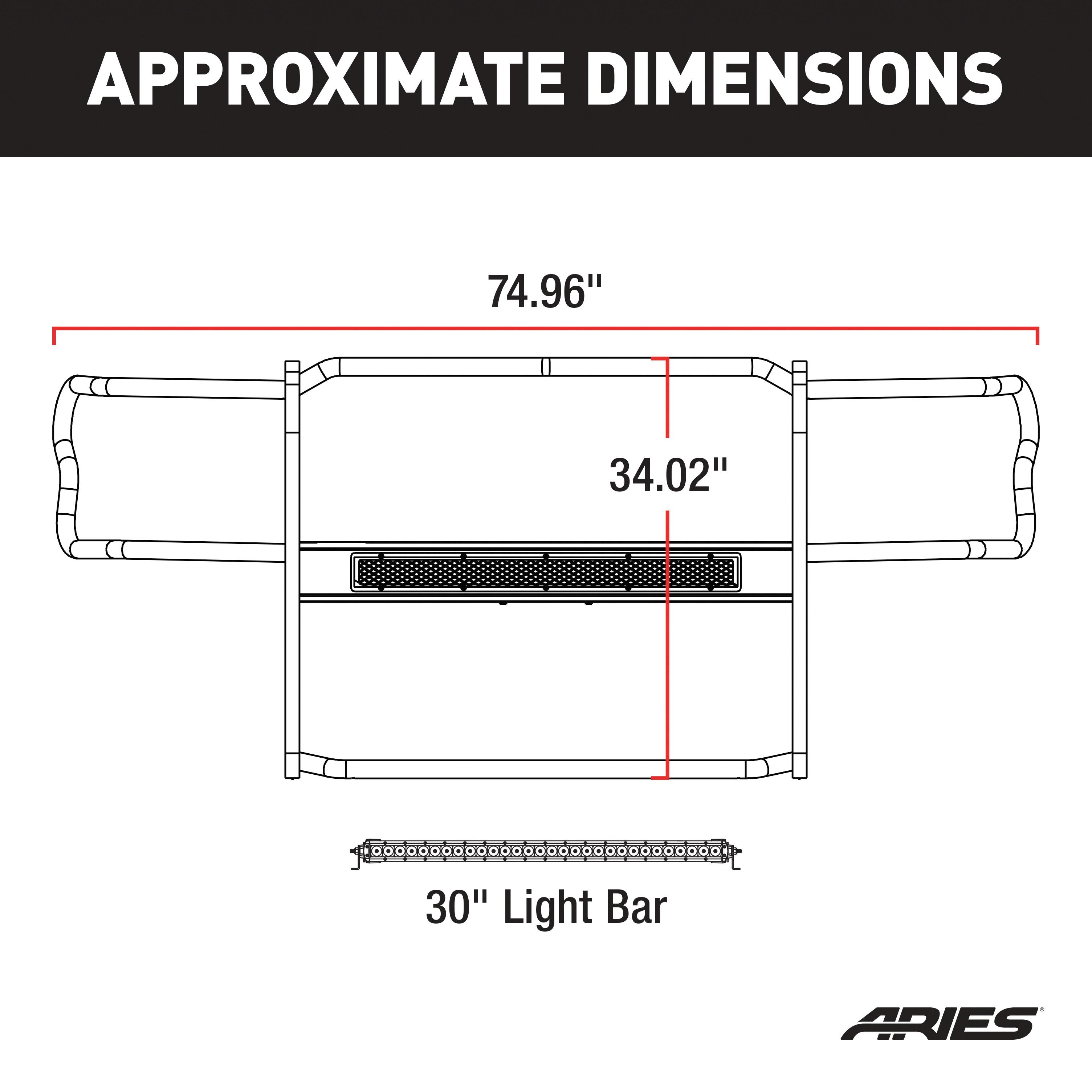 ARIES Pro Series Black Steel Grille Guard with Light Bar, 2016-2023 Toyota Tacoma