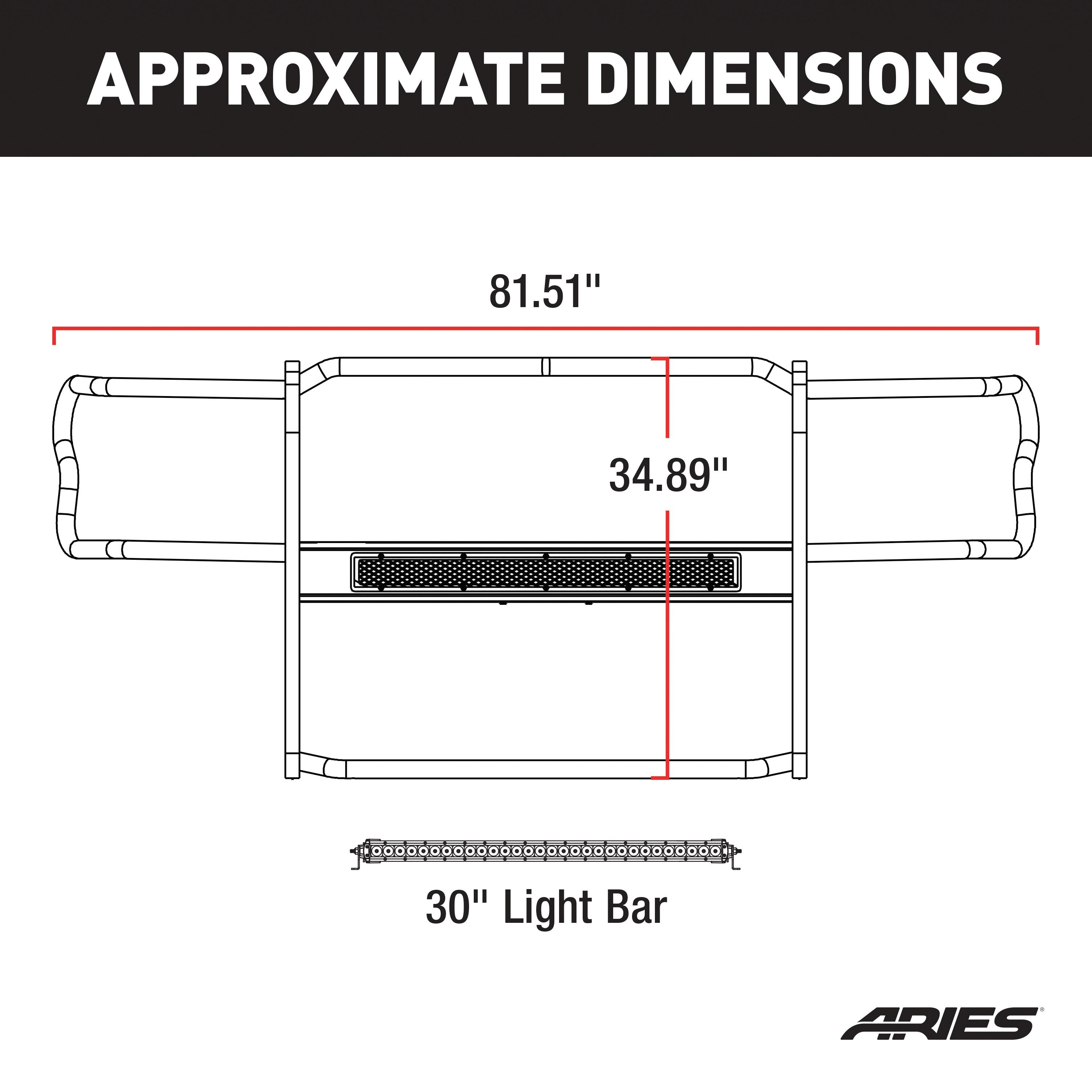 ARIES Pro Series Black Steel Grille Guard with Light Bar, 2015-2020 Ford F-150