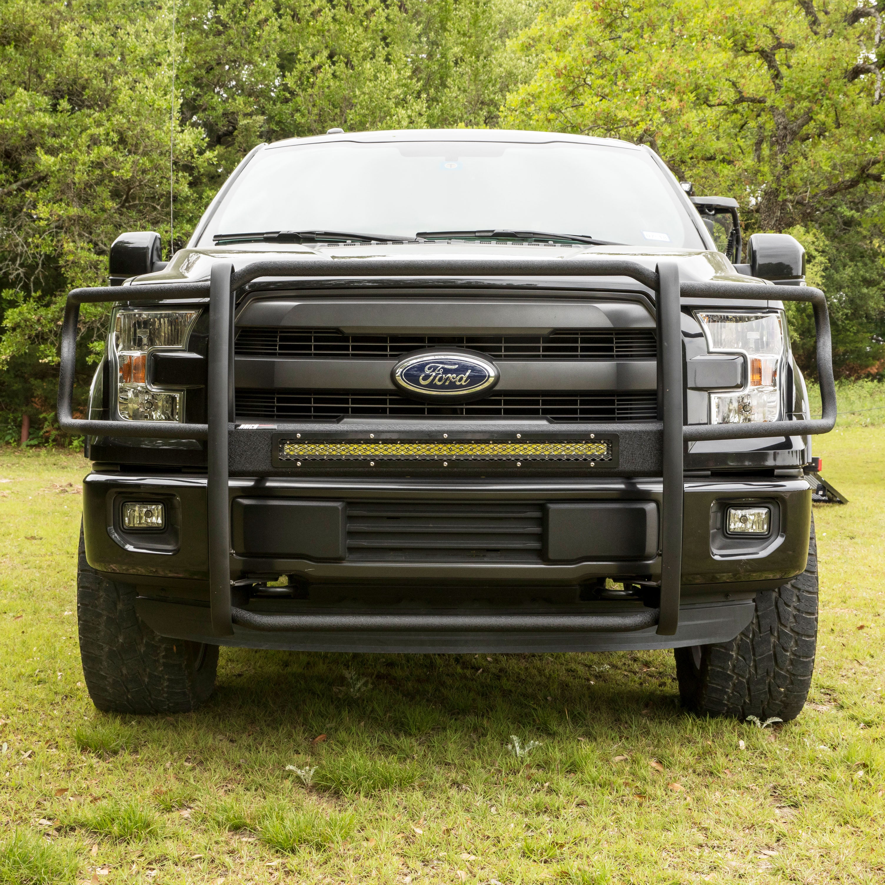 ARIES Pro Series Black Steel Grille Guard with Light Bar, 2015-2020 Ford F-150