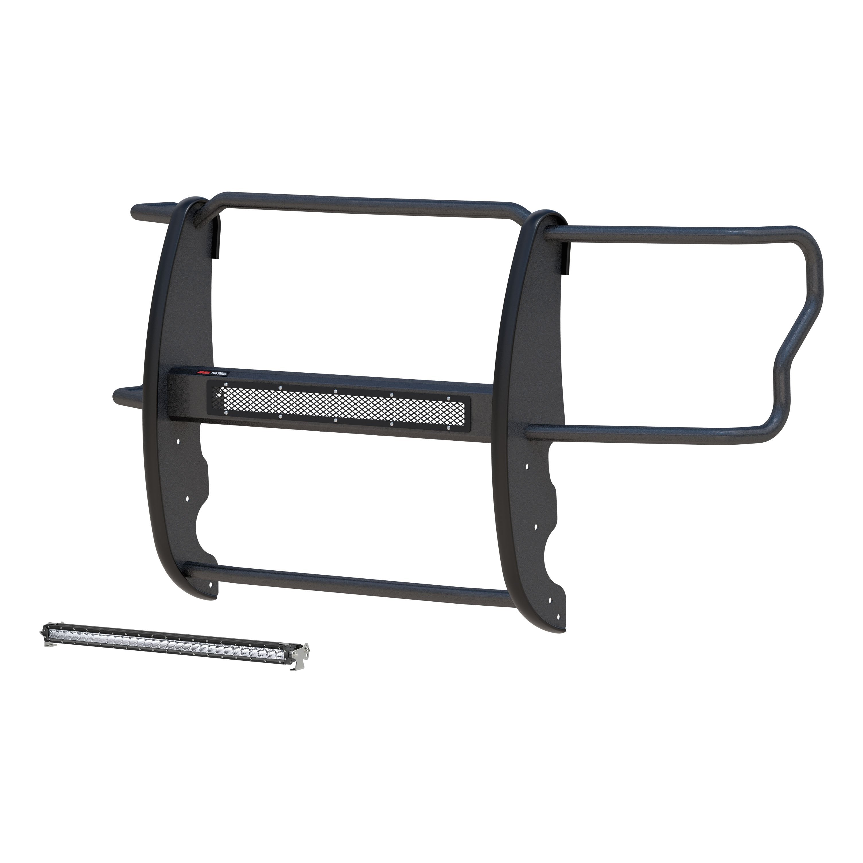 ARIES Pro Series Black Steel Grille Guard with Light Bar, 2017-2022 Ford F-250/F-350/F-450/F-550 Super Duty